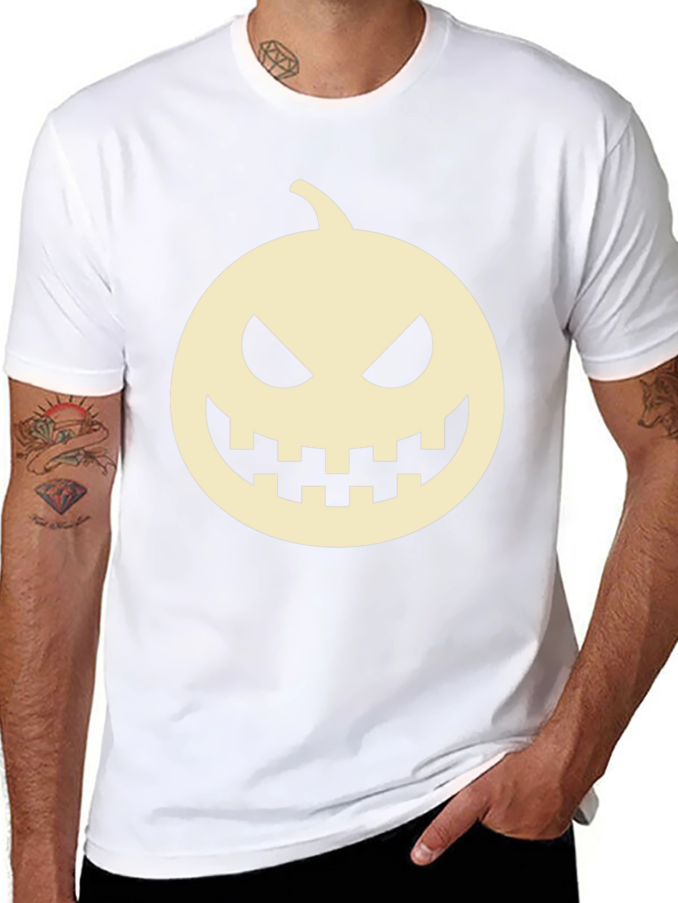 Halloween Pumpkin Face Black T-Shirt