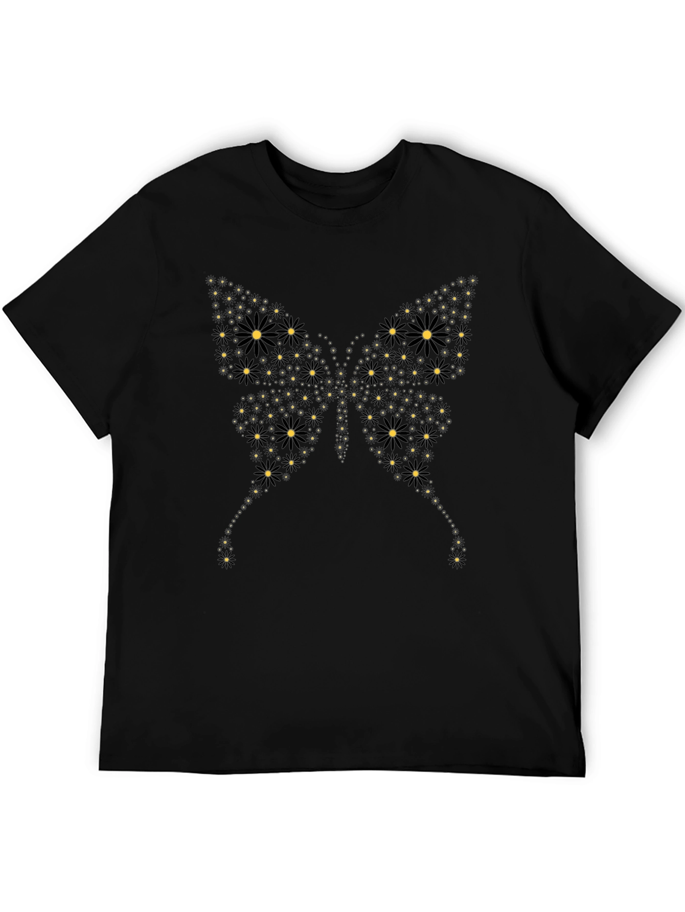 Butterfly Floral Graphic Black T-Shirt