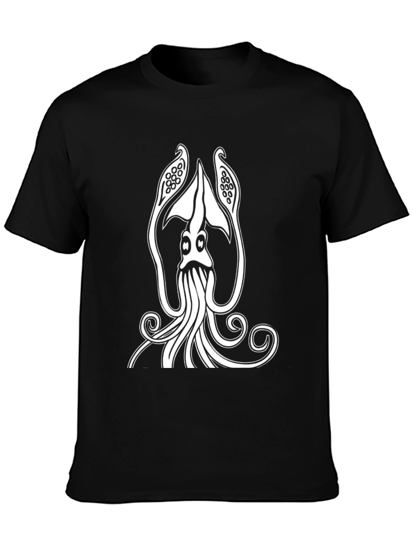 Squid Graphic Tee - Black Cotton T-Shirt