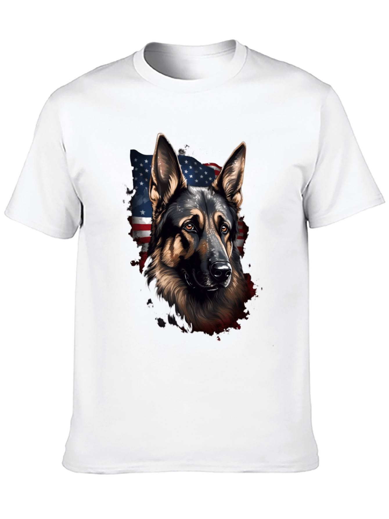 German Shepherd American Flag T-Shirt