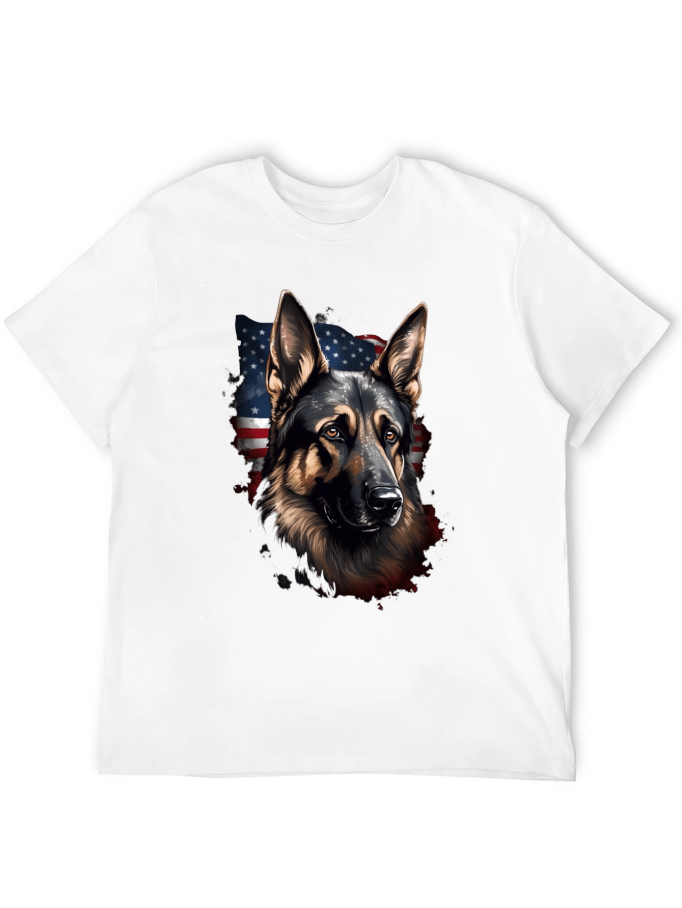 German Shepherd American Flag T-Shirt