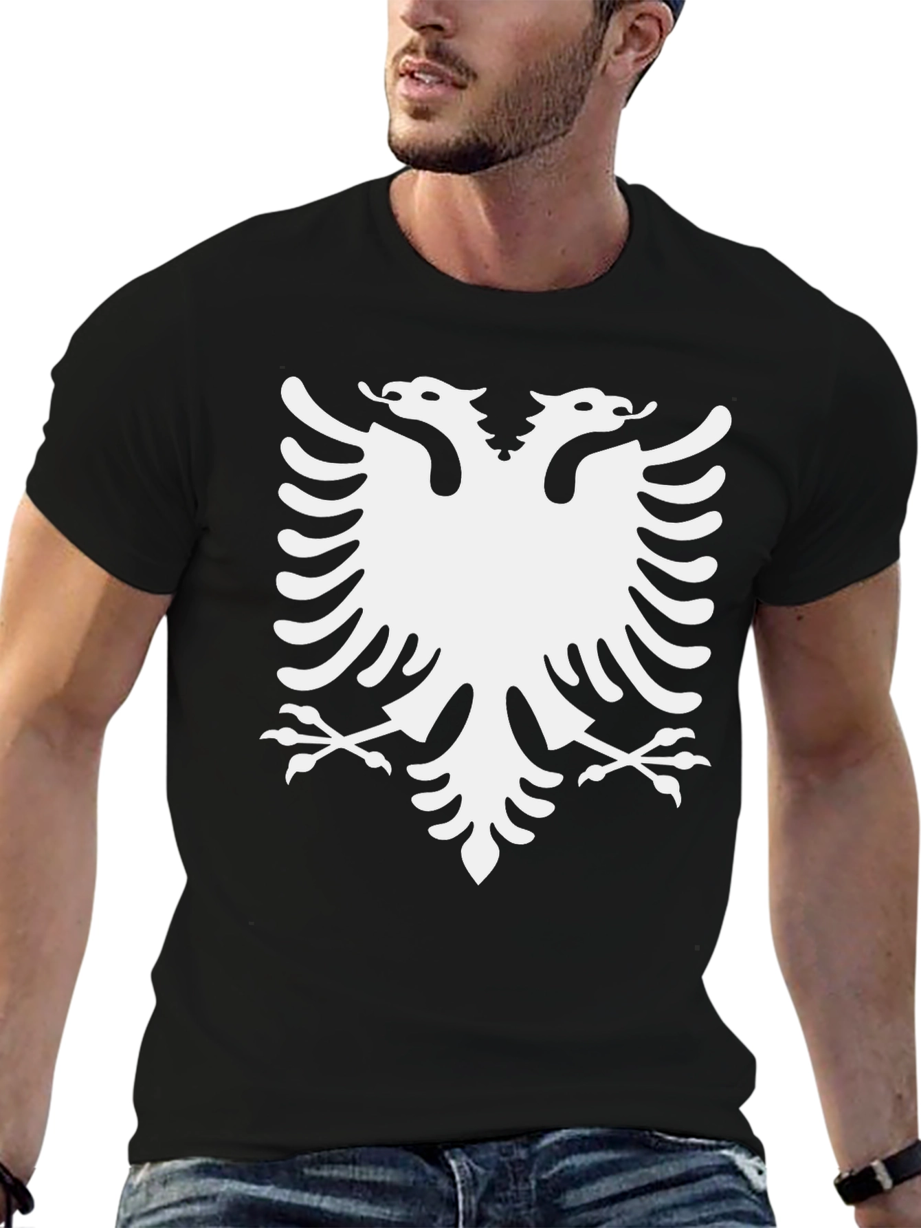 Albanian Eagle Graphic Tee - Classic Black Cotton Shirt
