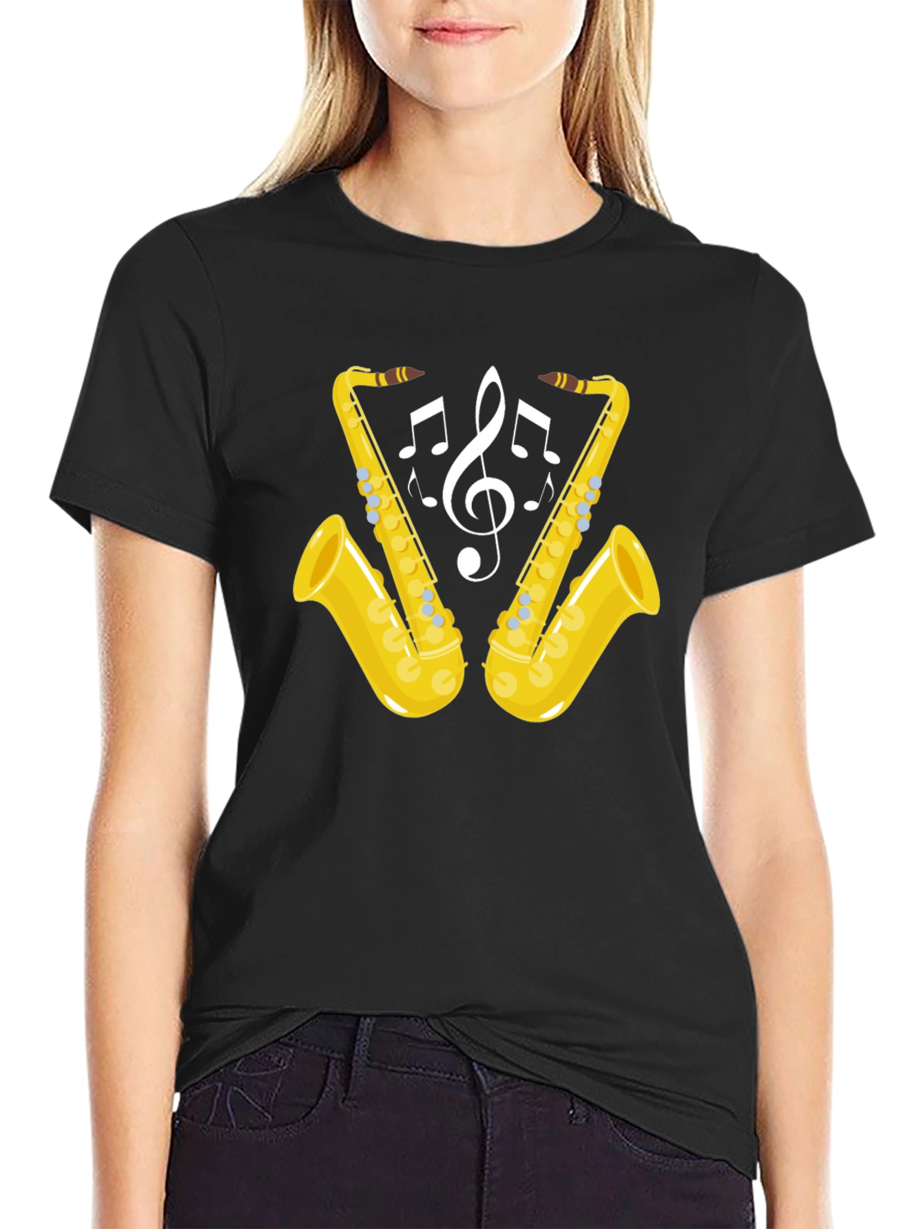 Saxophone Music Notes Graphic T-Shirt