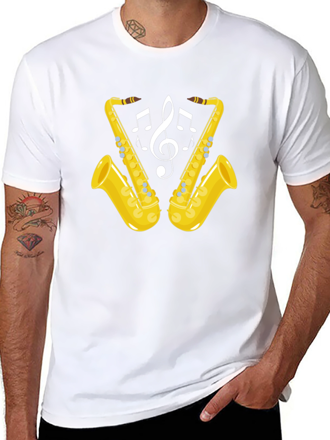 Saxophone Music Notes Graphic T-Shirt