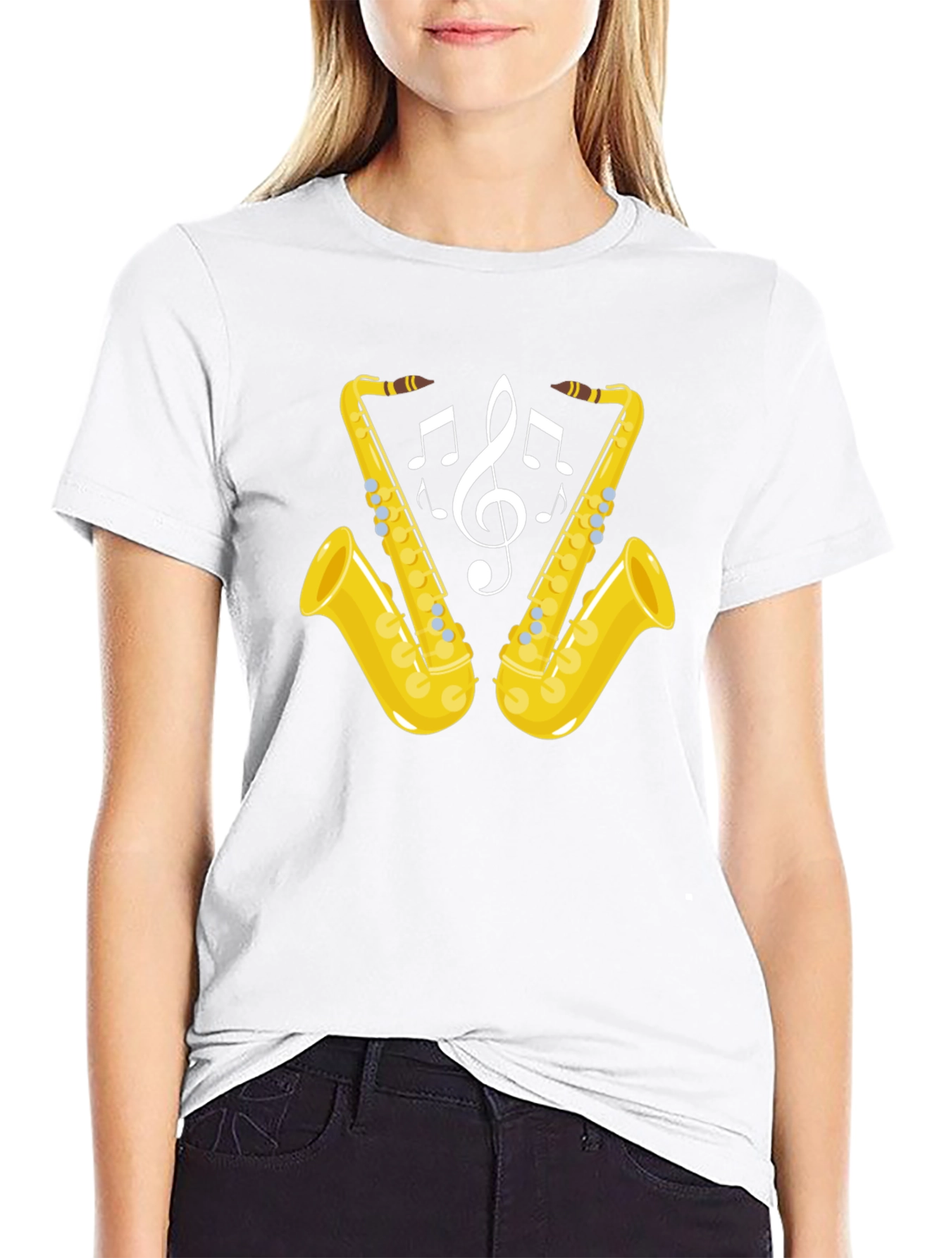 Saxophone Music Notes Graphic T-Shirt
