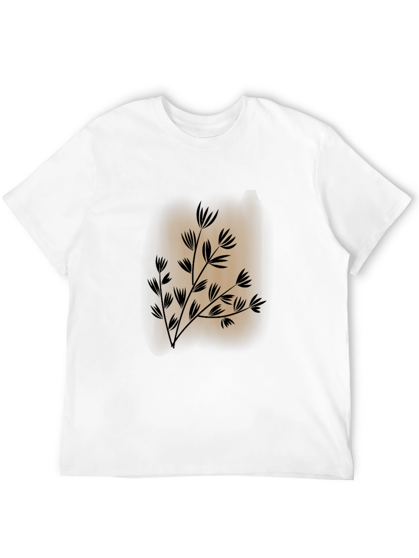 Mens Black Tee with Botanical Print