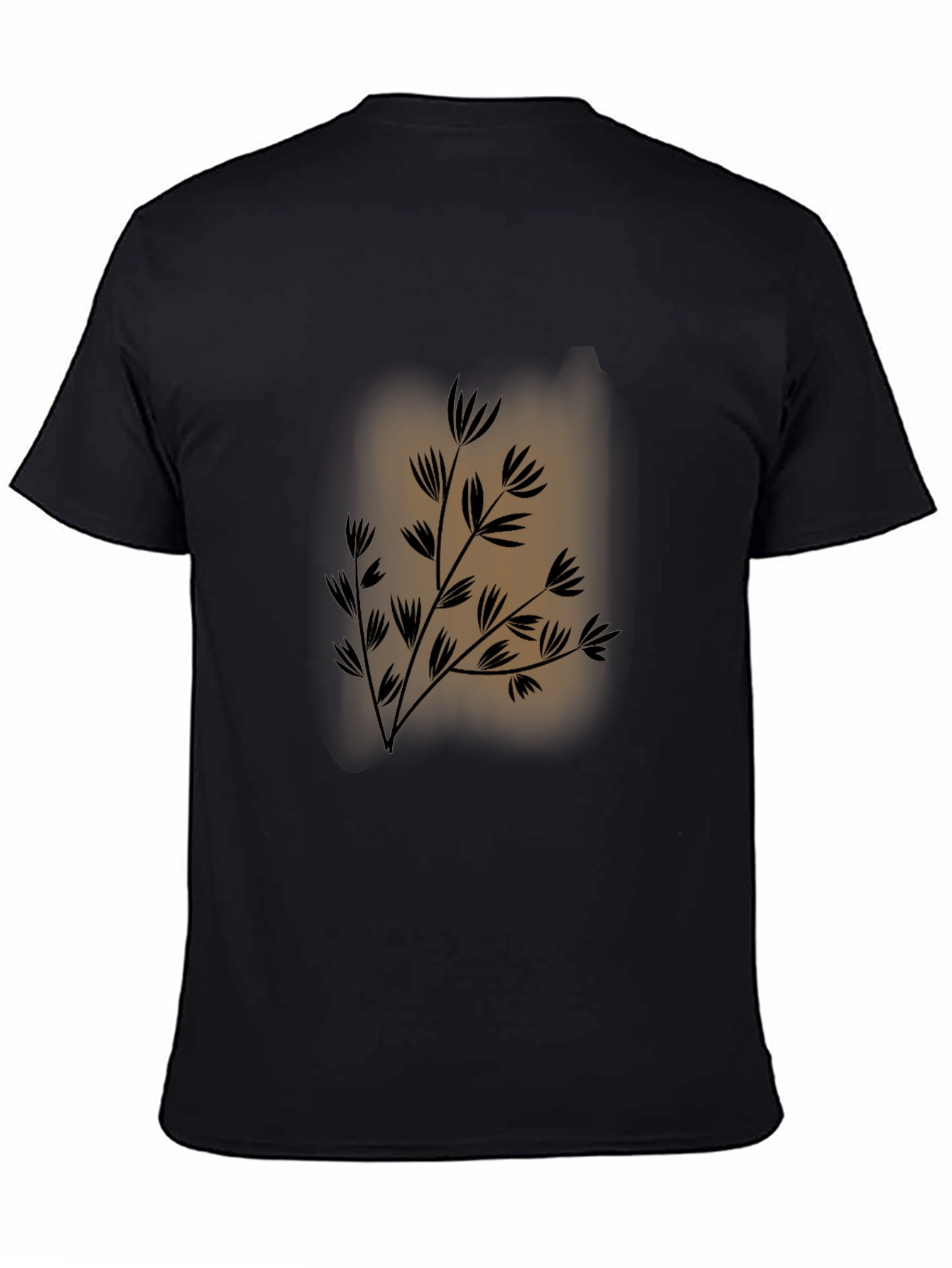 Mens Black Tee with Botanical Print