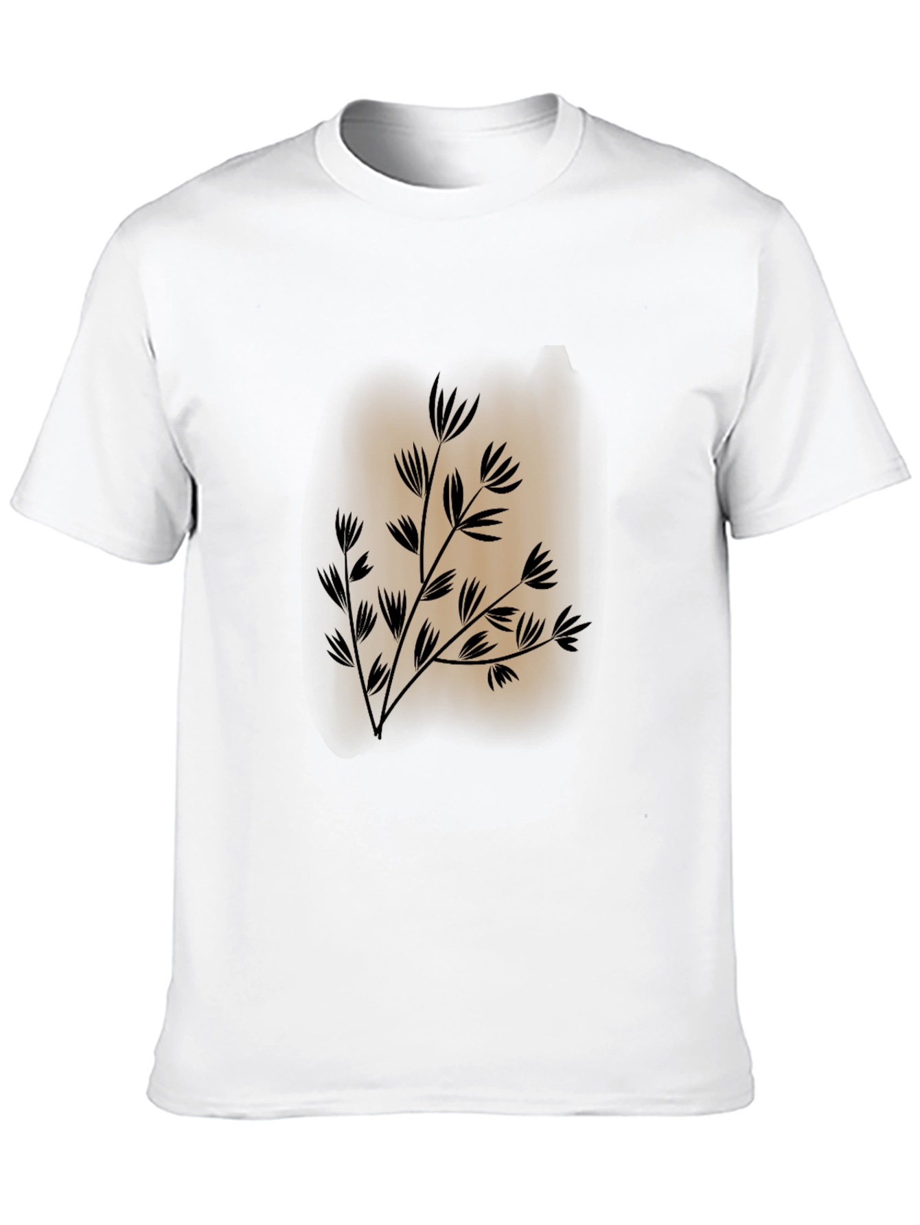 Mens Black Tee with Botanical Print
