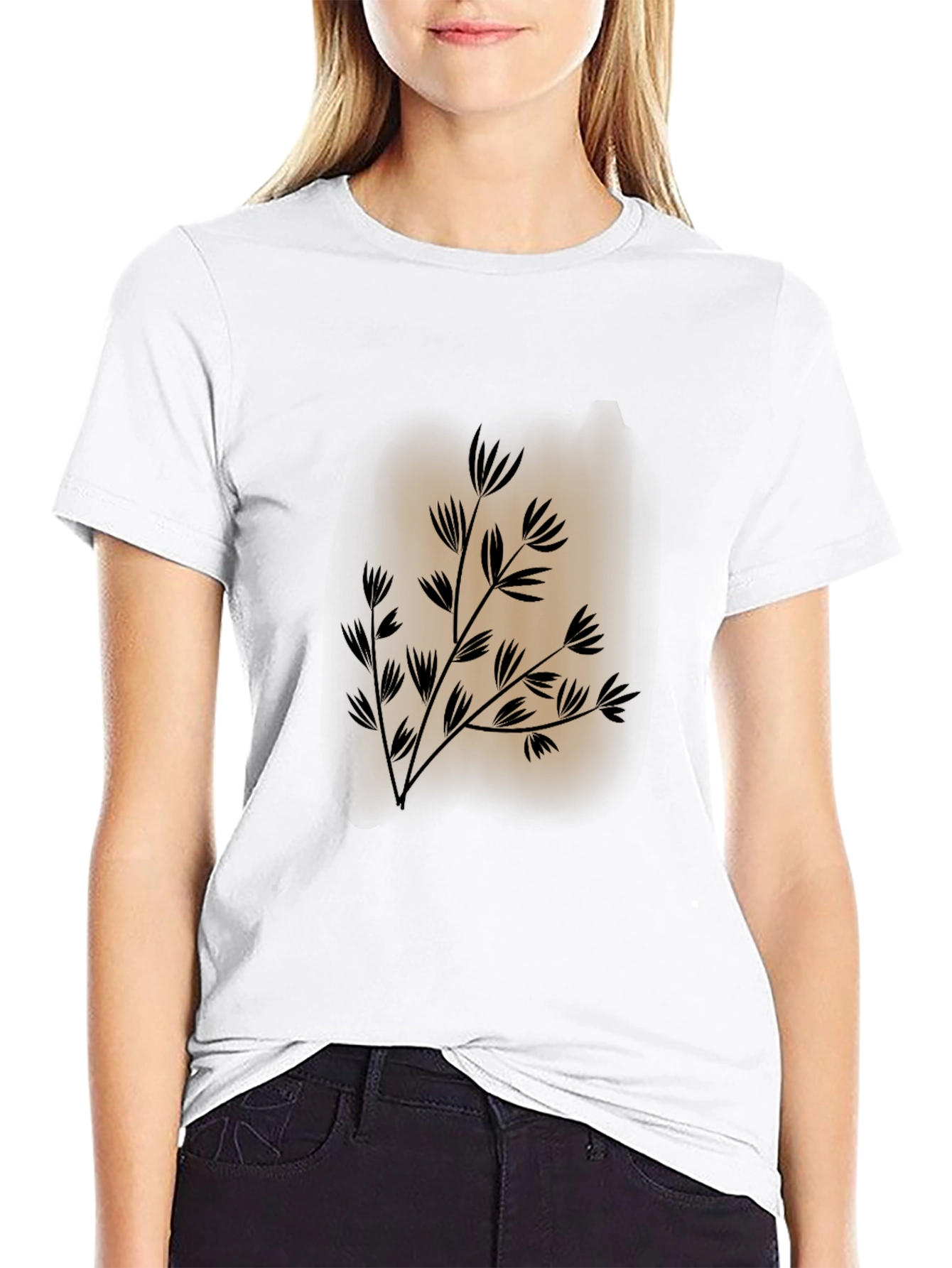 Mens Black Tee with Botanical Print