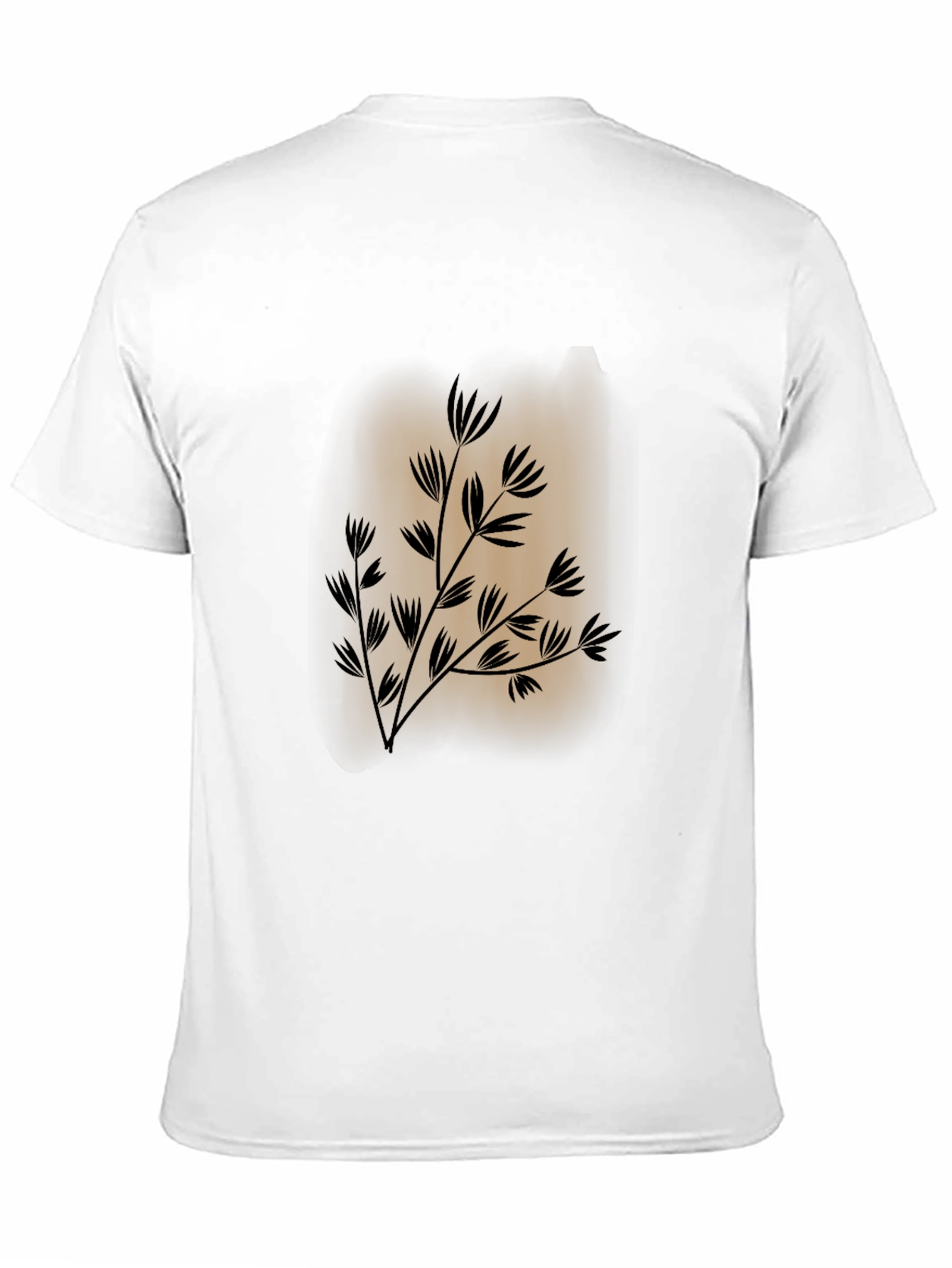 Mens Black Tee with Botanical Print