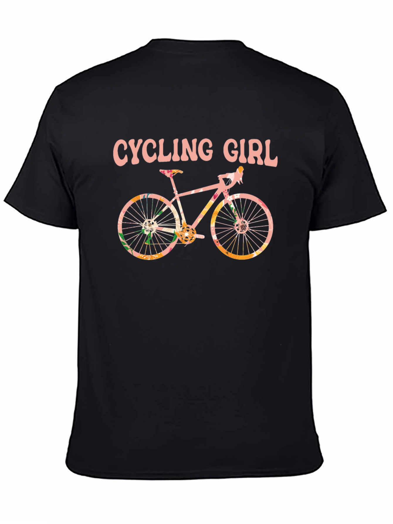Cycling Girl T-Shirt - Floral Bike Design