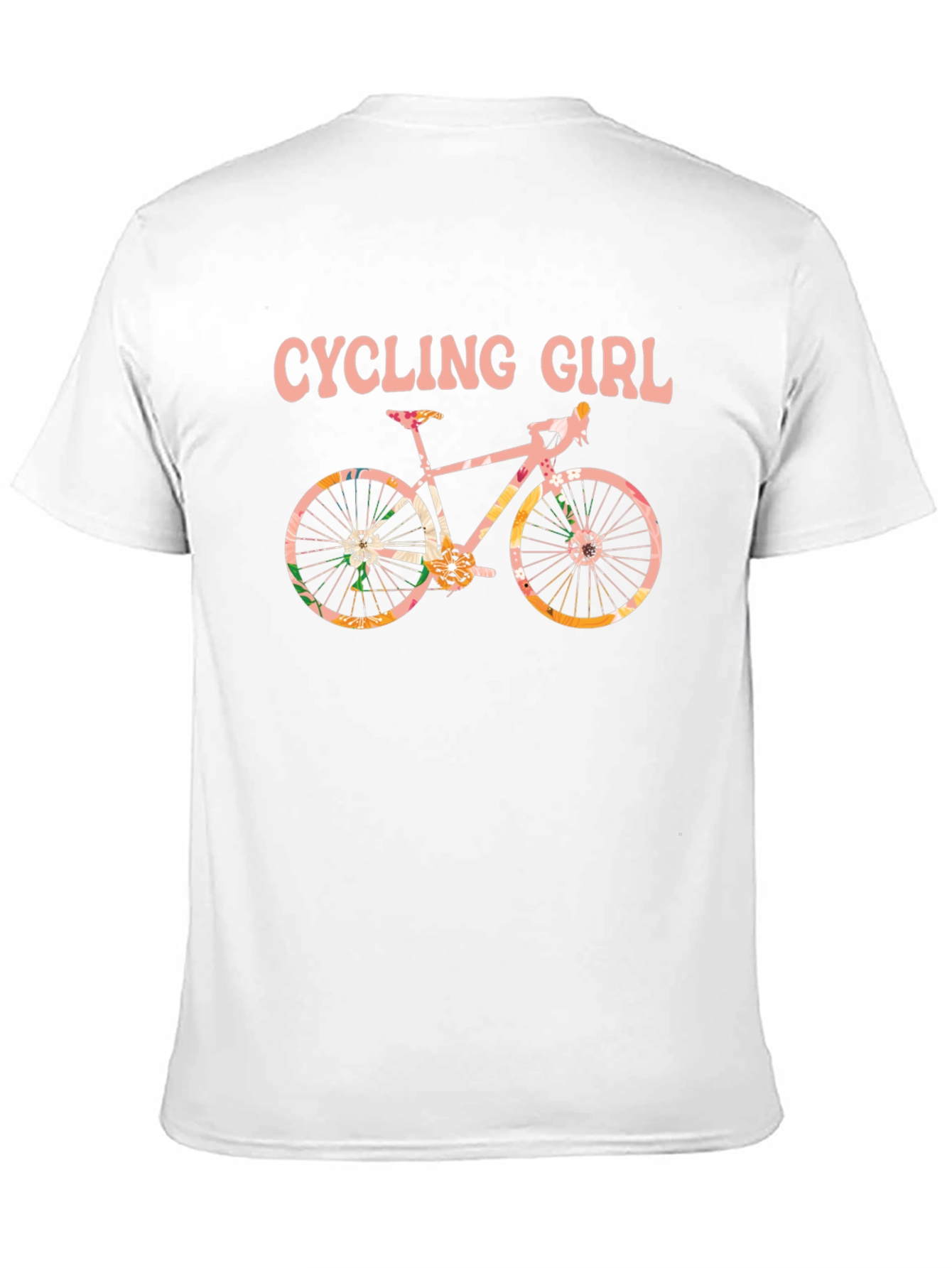 Cycling Girl T-Shirt - Floral Bike Design