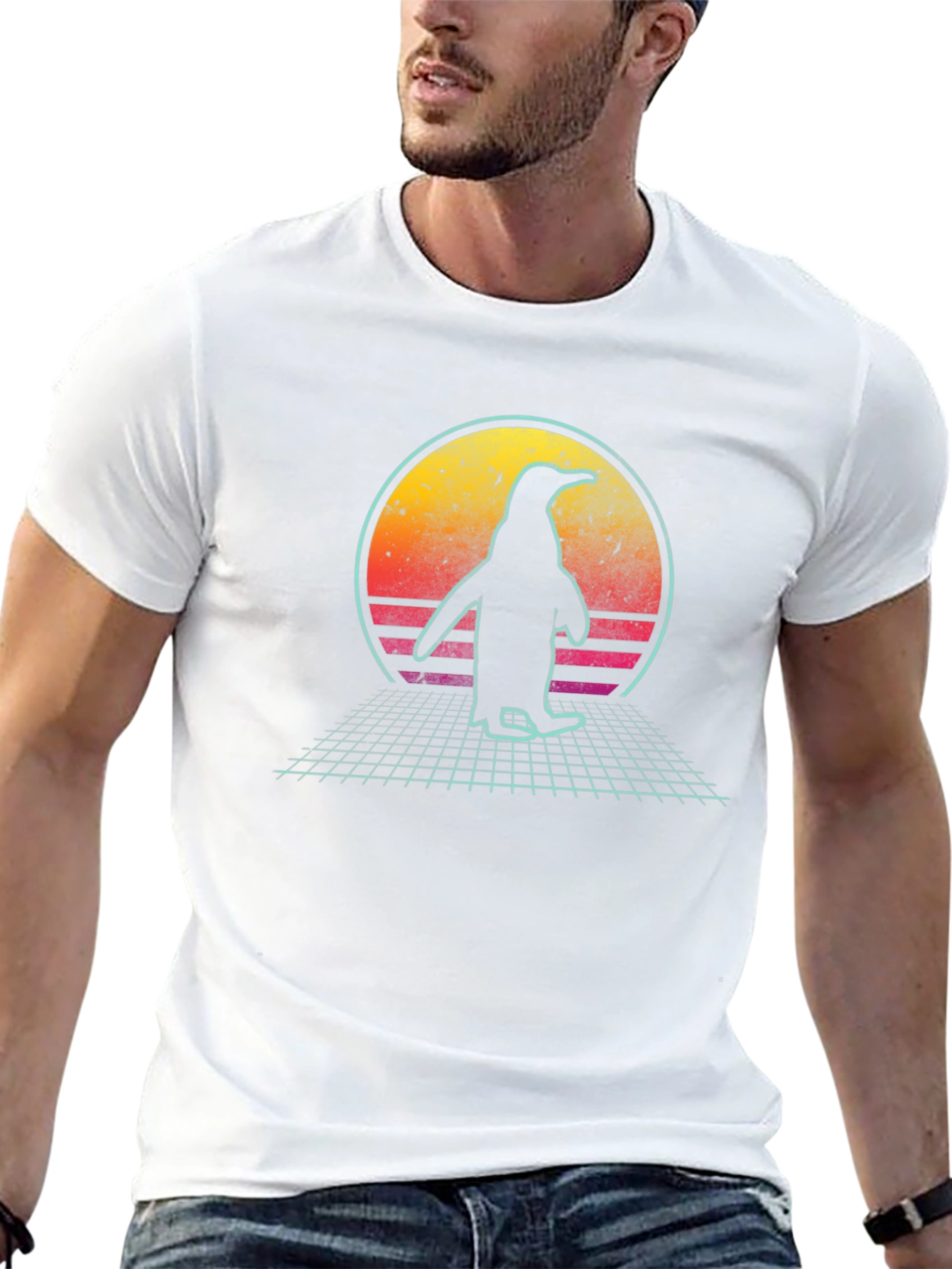 Retro Penguin Sunset T-Shirt