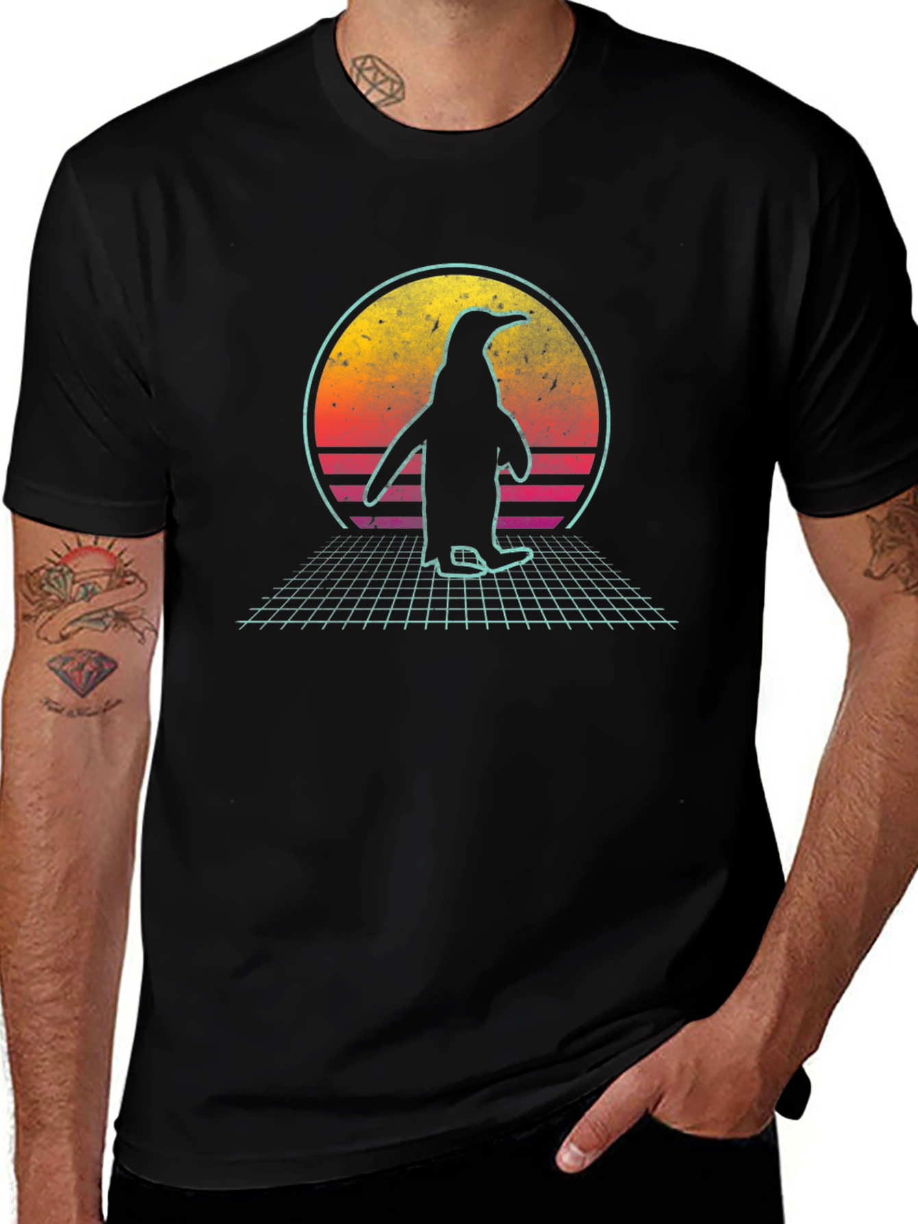 Retro Penguin Sunset T-Shirt