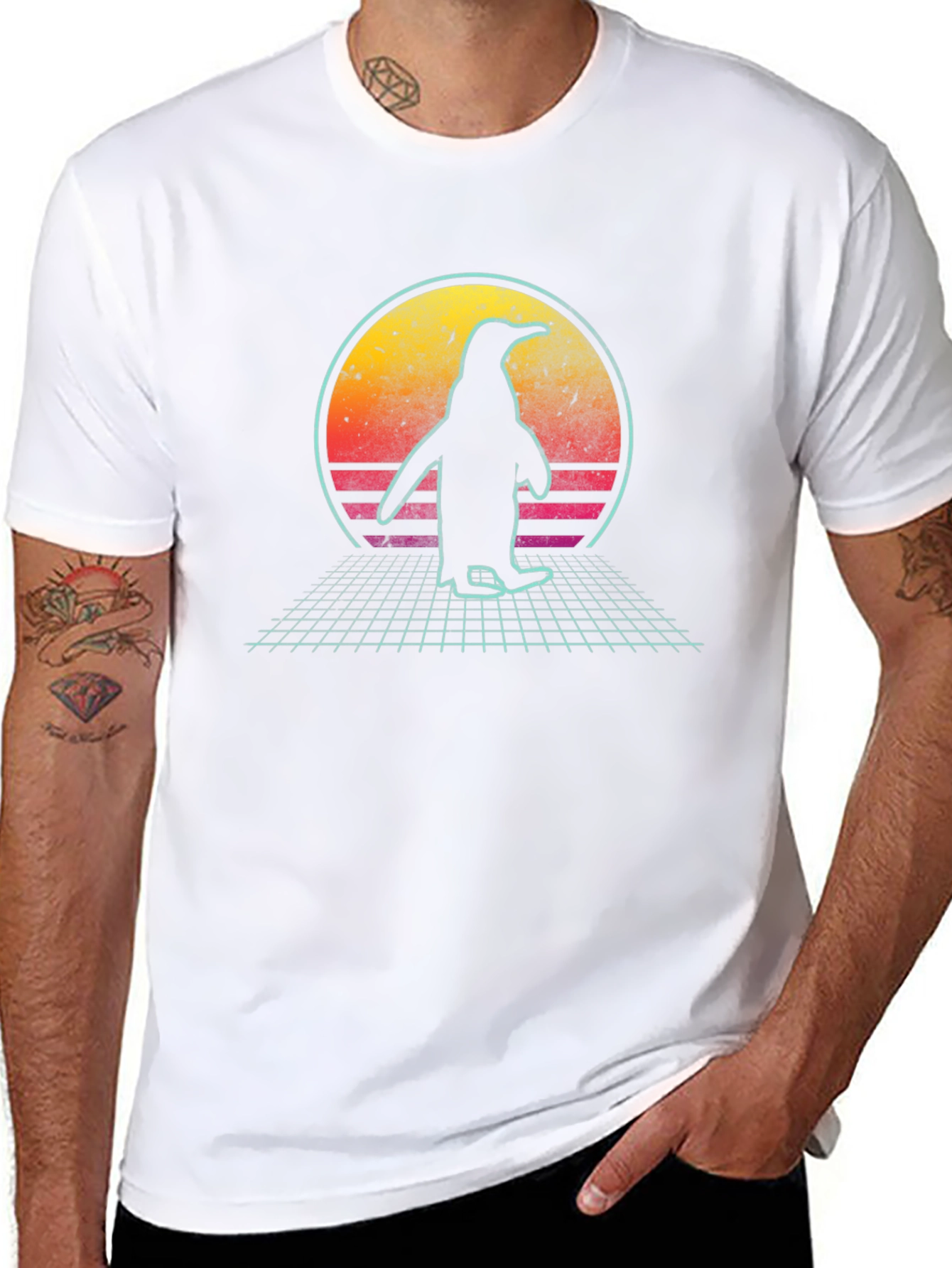 Retro Penguin Sunset T-Shirt
