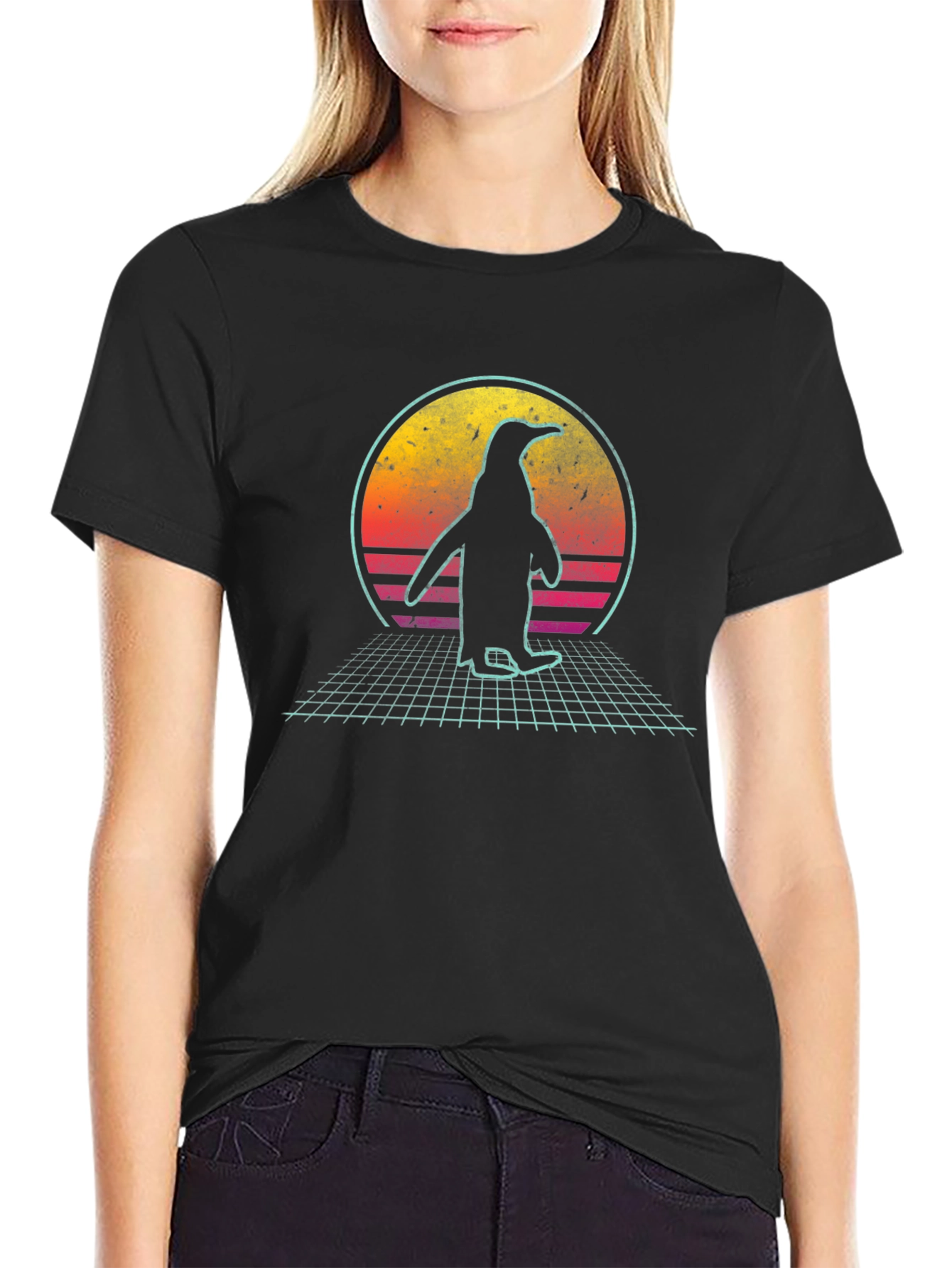 Retro Penguin Sunset T-Shirt