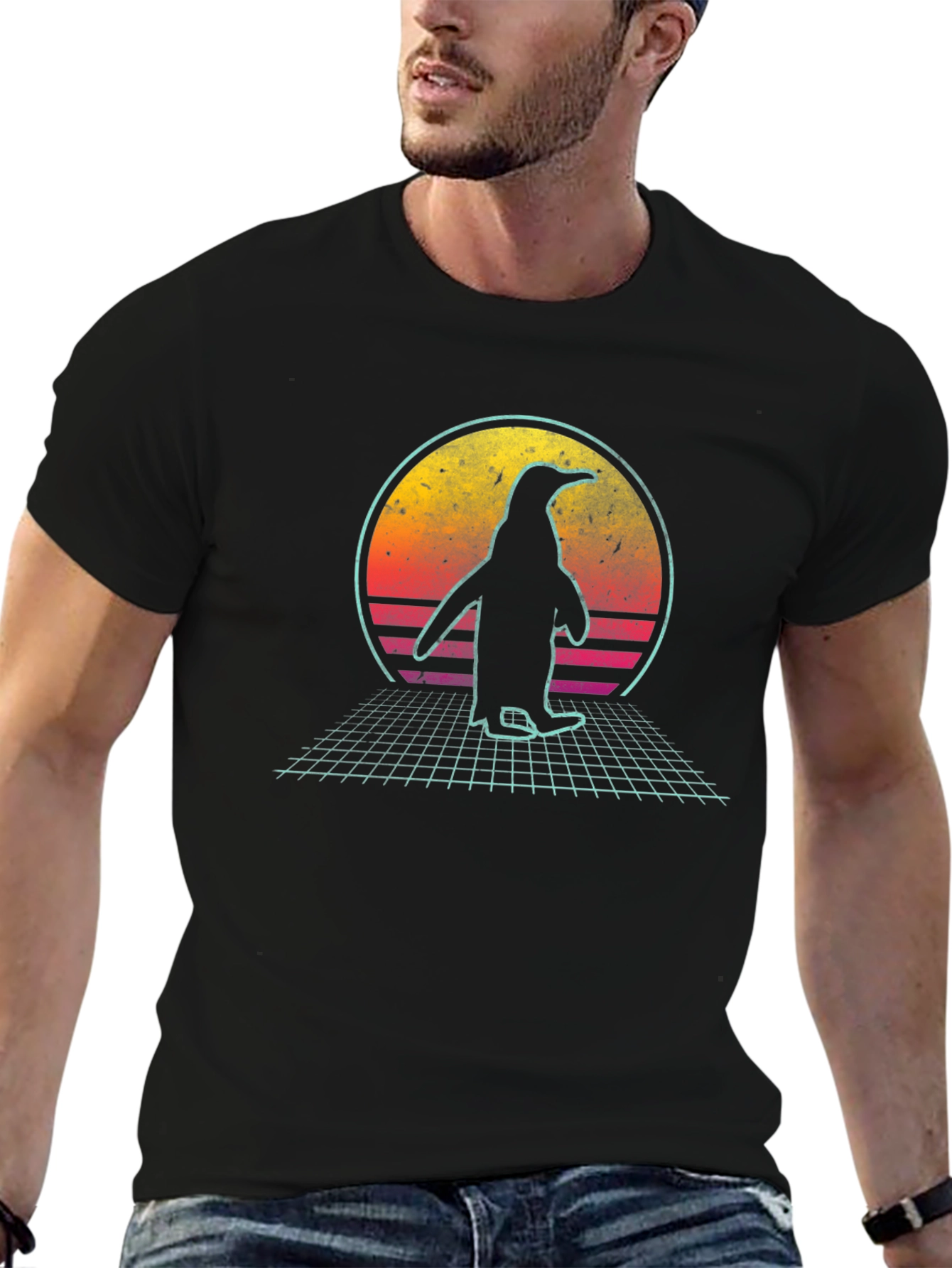 Retro Penguin Sunset T-Shirt