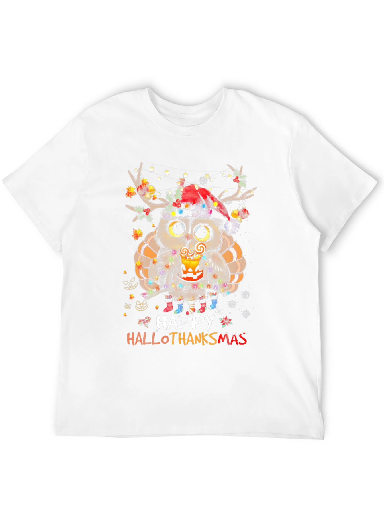 Happy Hallothanksmas Owl Holiday T-Shirt