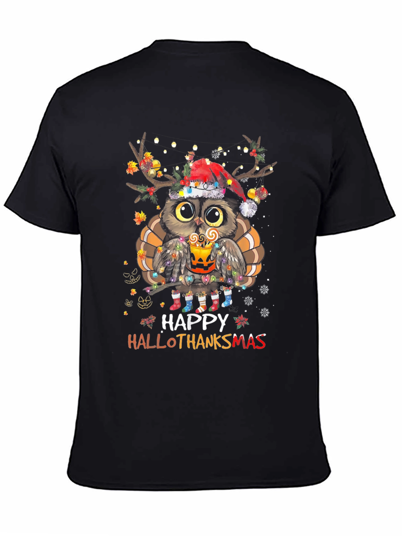 Happy Hallothanksmas Owl Holiday T-Shirt