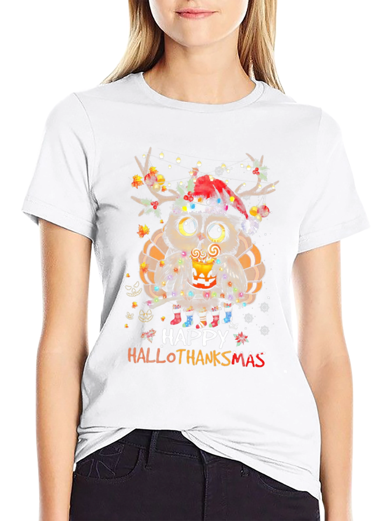 Happy Hallothanksmas Owl Holiday T-Shirt