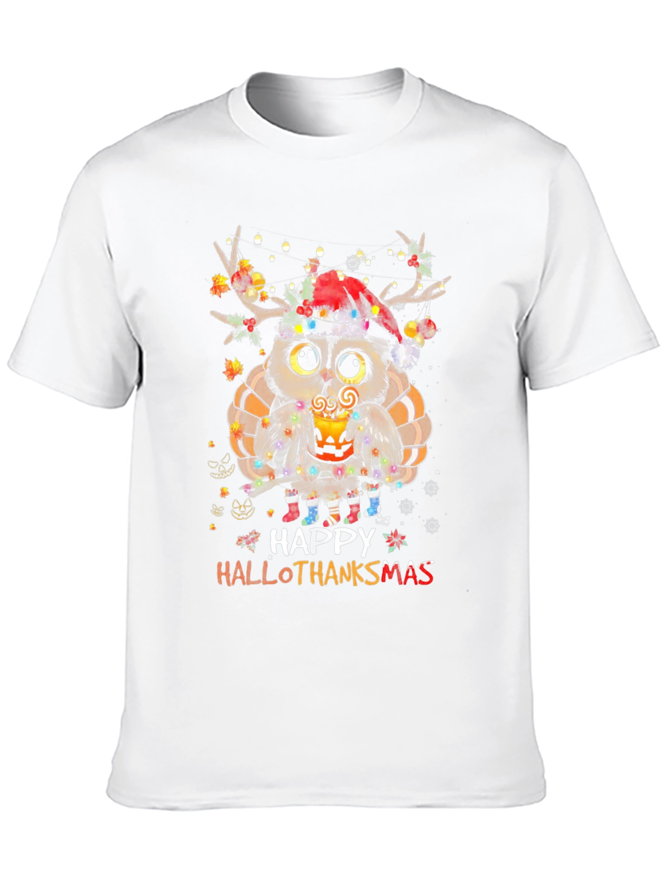 Happy Hallothanksmas Owl Holiday T-Shirt