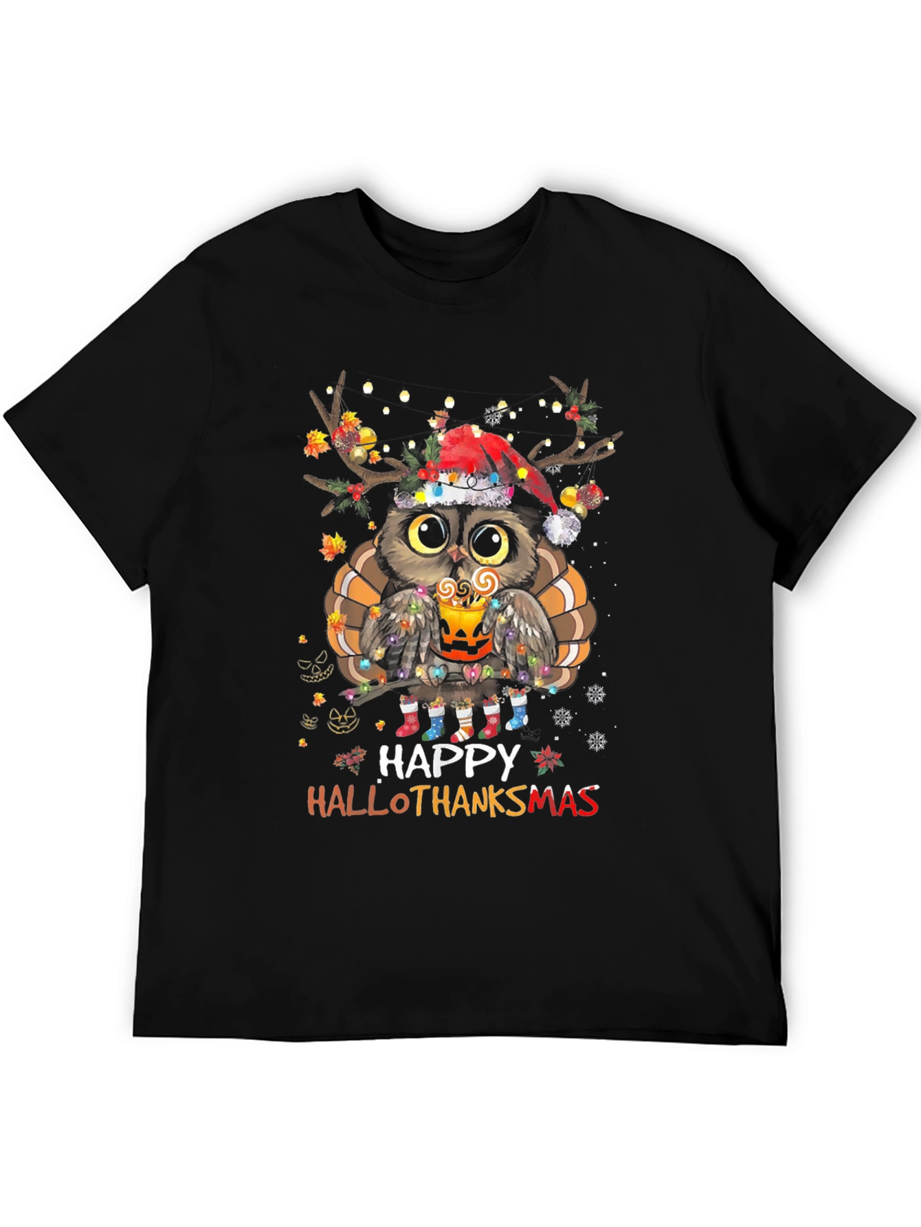 Happy Hallothanksmas Owl Holiday T-Shirt