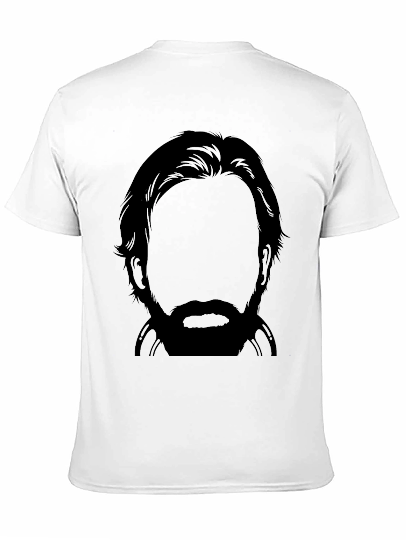 Bearded Silhouette Graphic Tee - Black Crew Neck T-Shirt