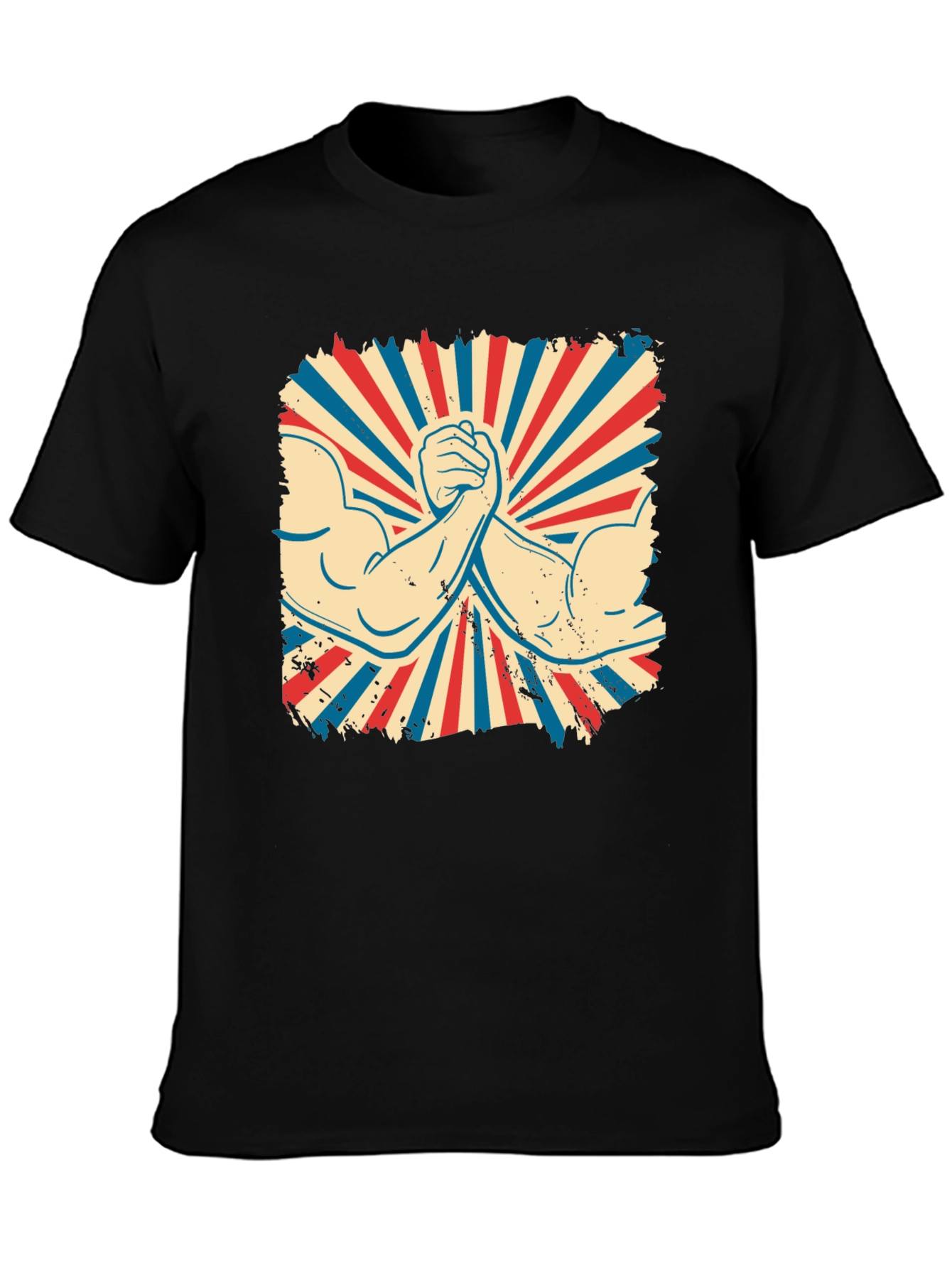 Retro Arm Wrestling Graphic Tee - Black