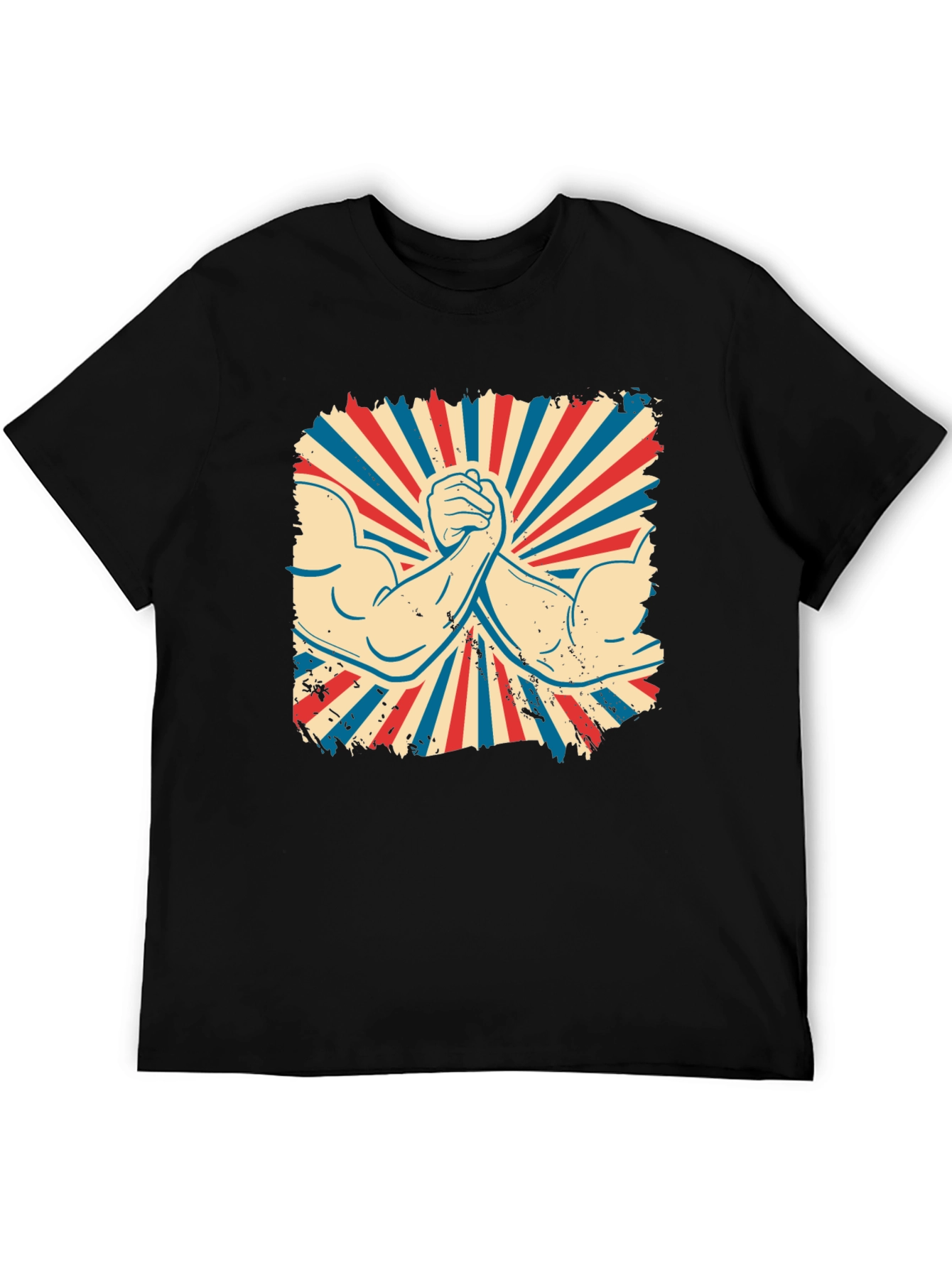 Retro Arm Wrestling Graphic Tee - Black