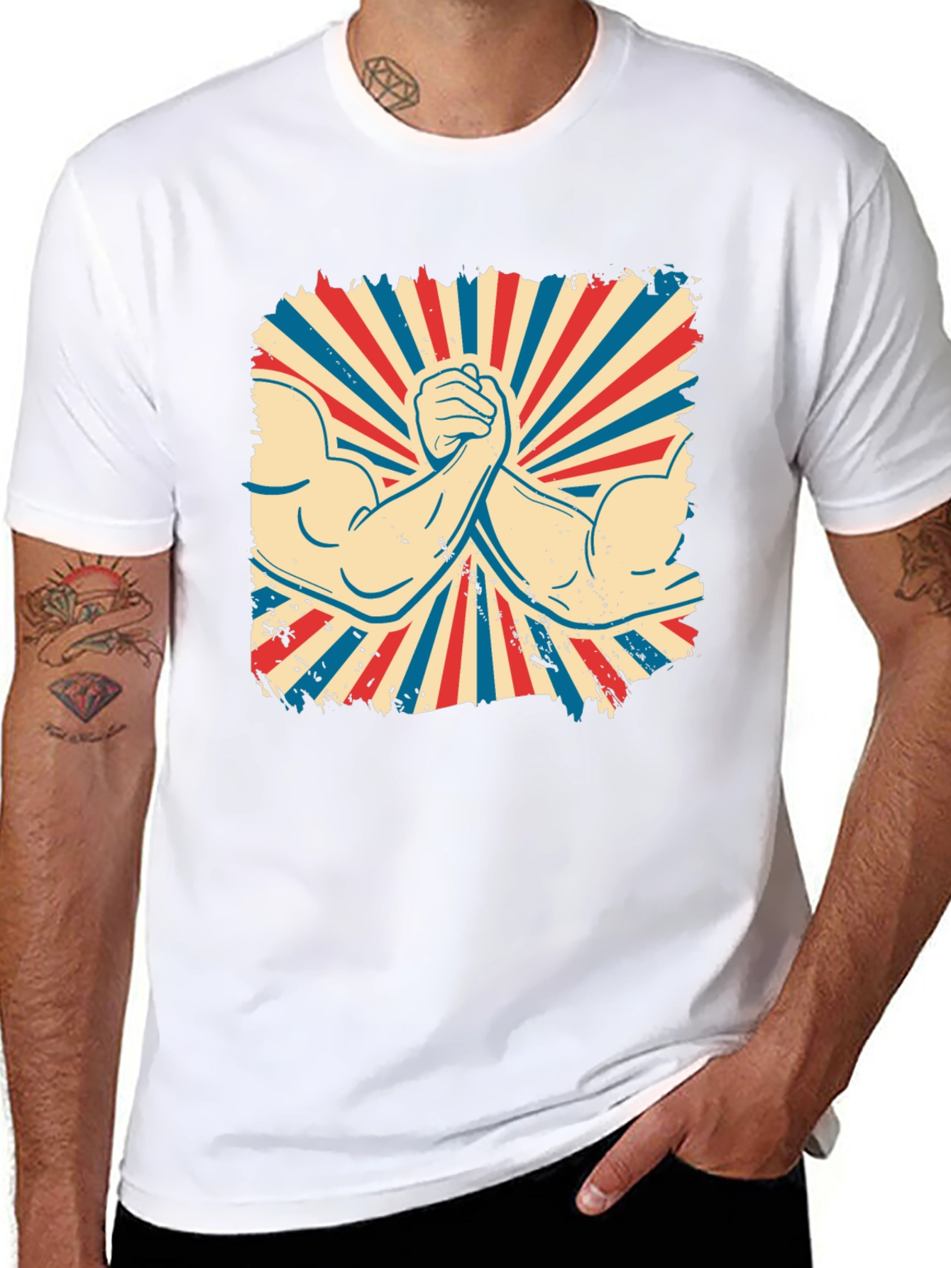 Retro Arm Wrestling Graphic Tee - Black