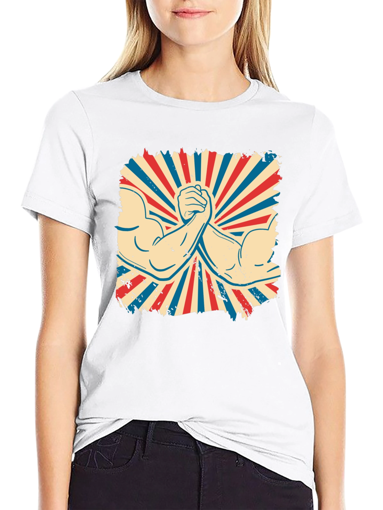 Retro Arm Wrestling Graphic Tee - Black