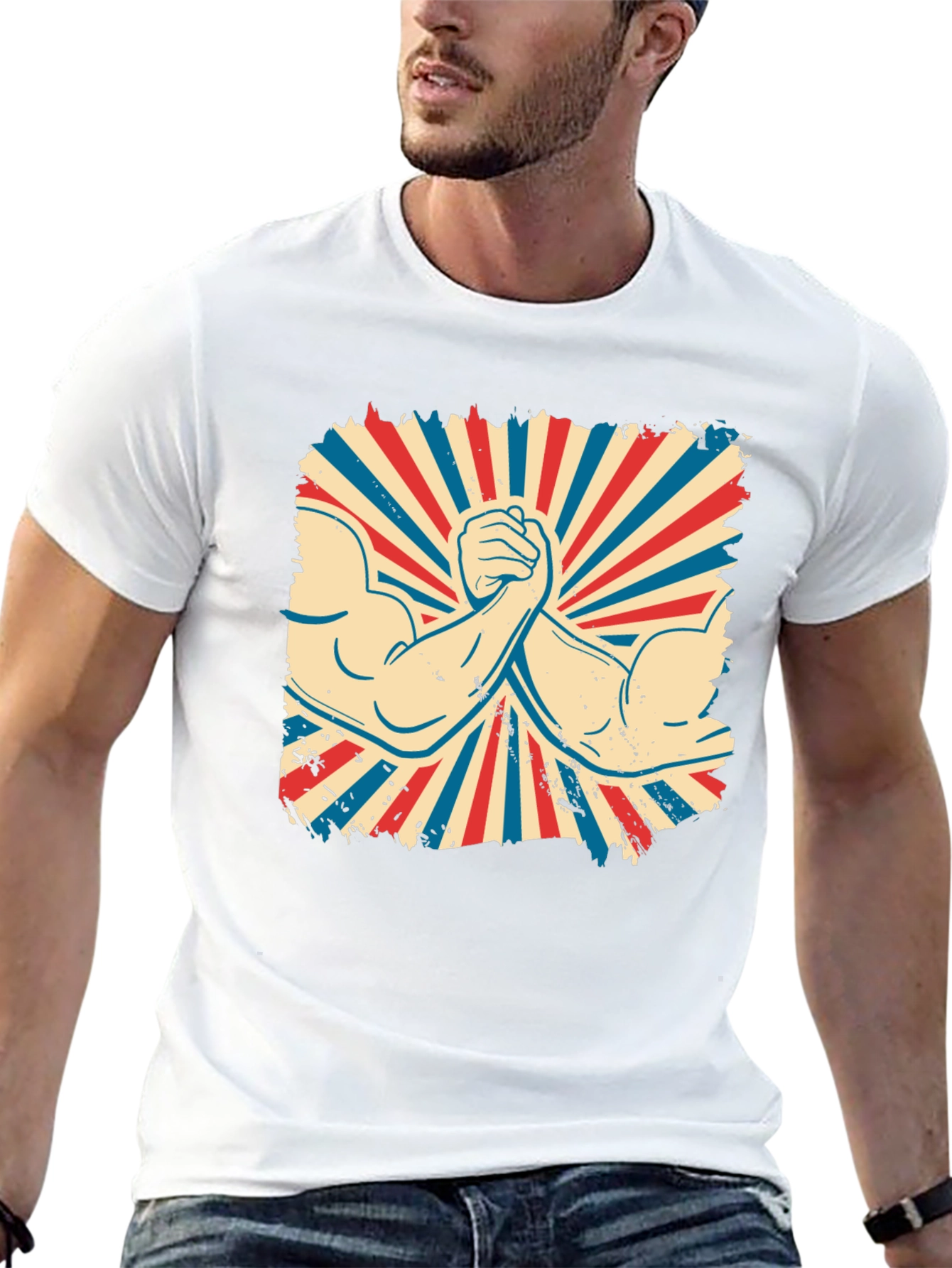 Retro Arm Wrestling Graphic Tee - Black