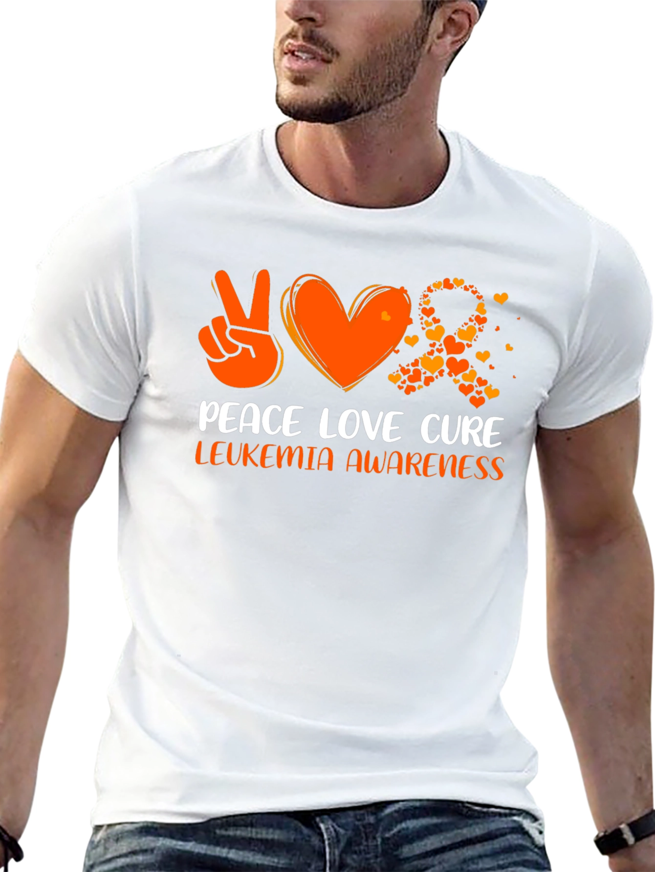 Leukemia Awareness Peace Love Cure T-Shirt
