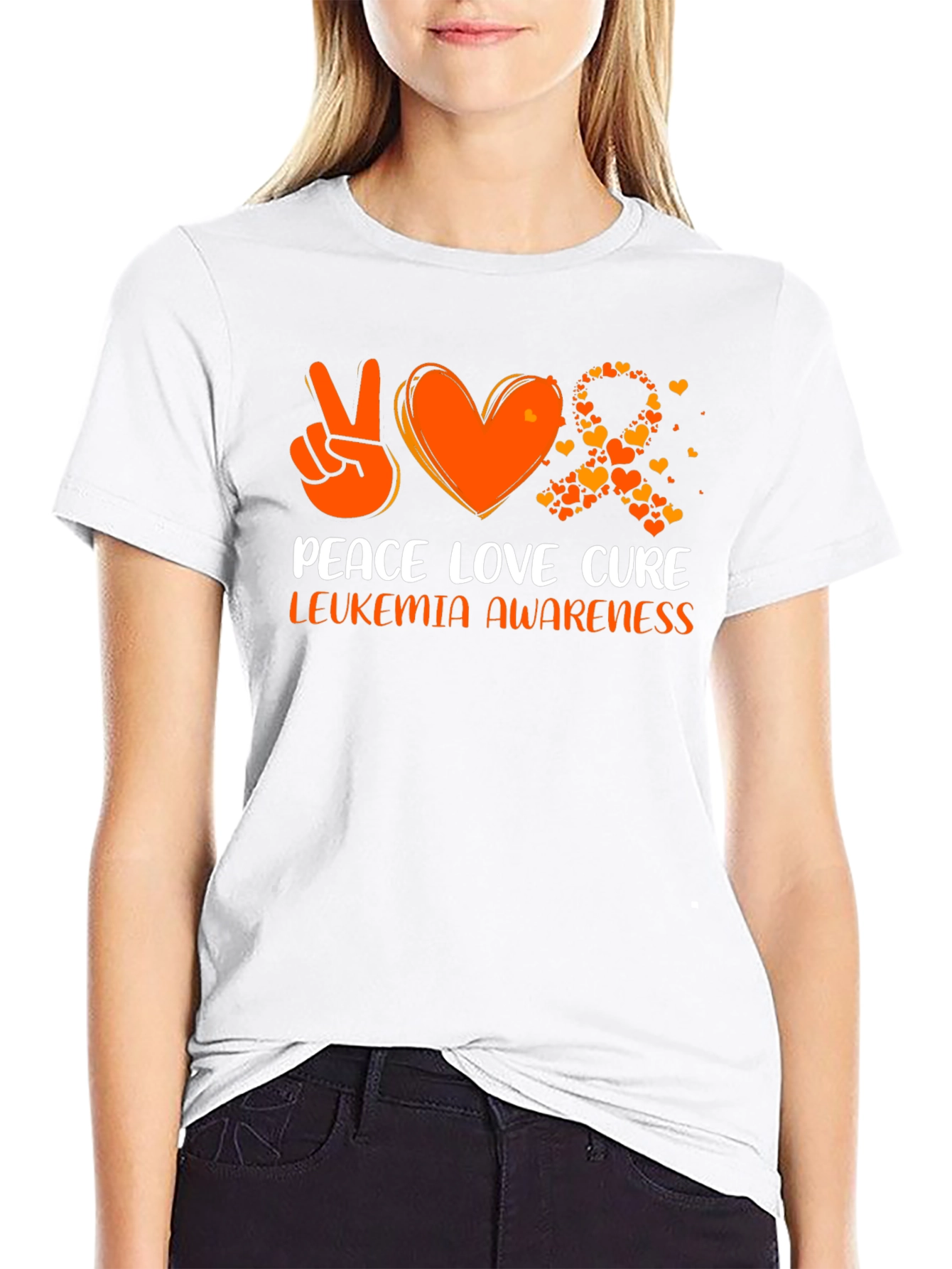 Leukemia Awareness Peace Love Cure T-Shirt