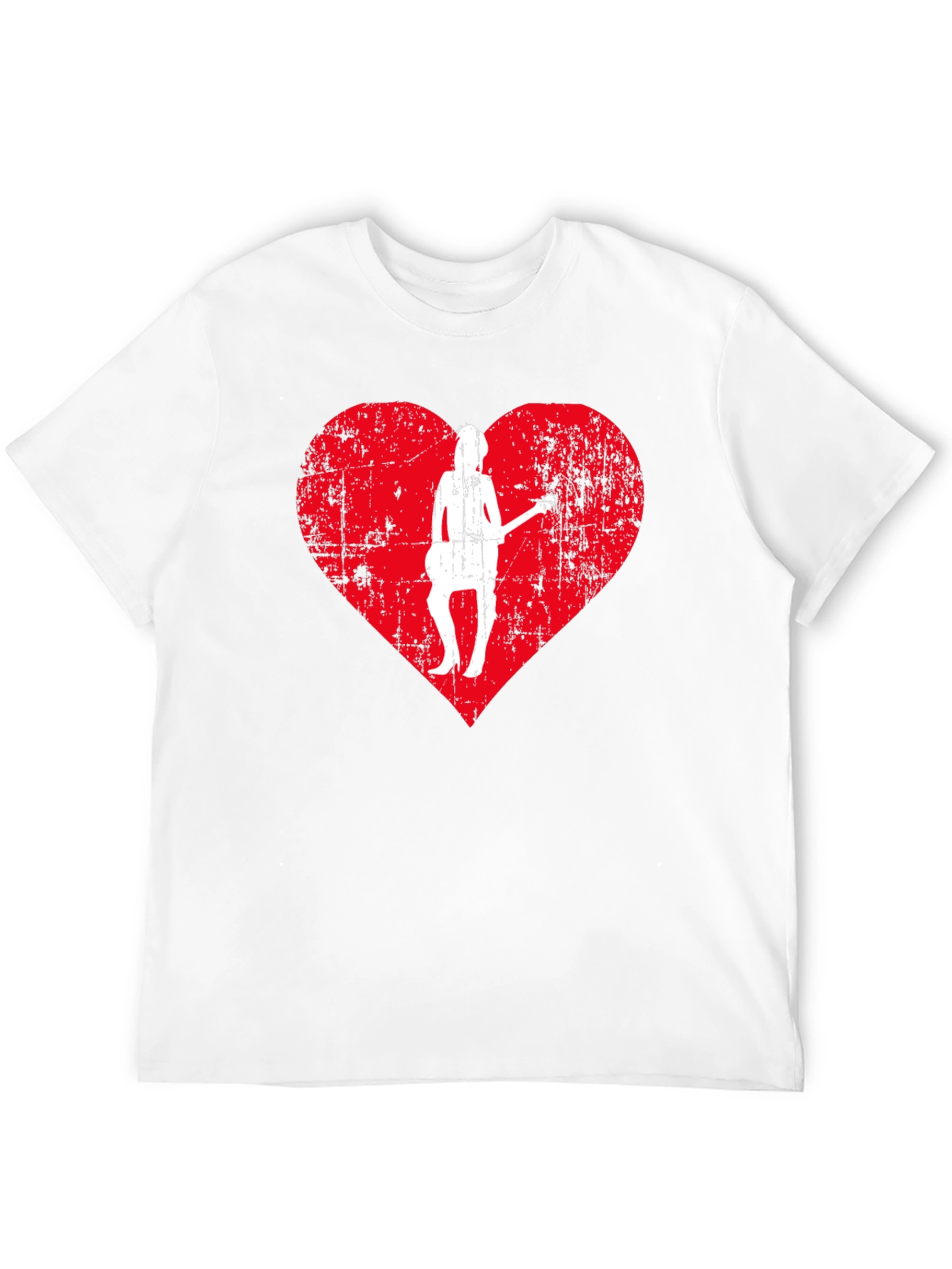 Guitar Girl Heart Graphic Tee - Black