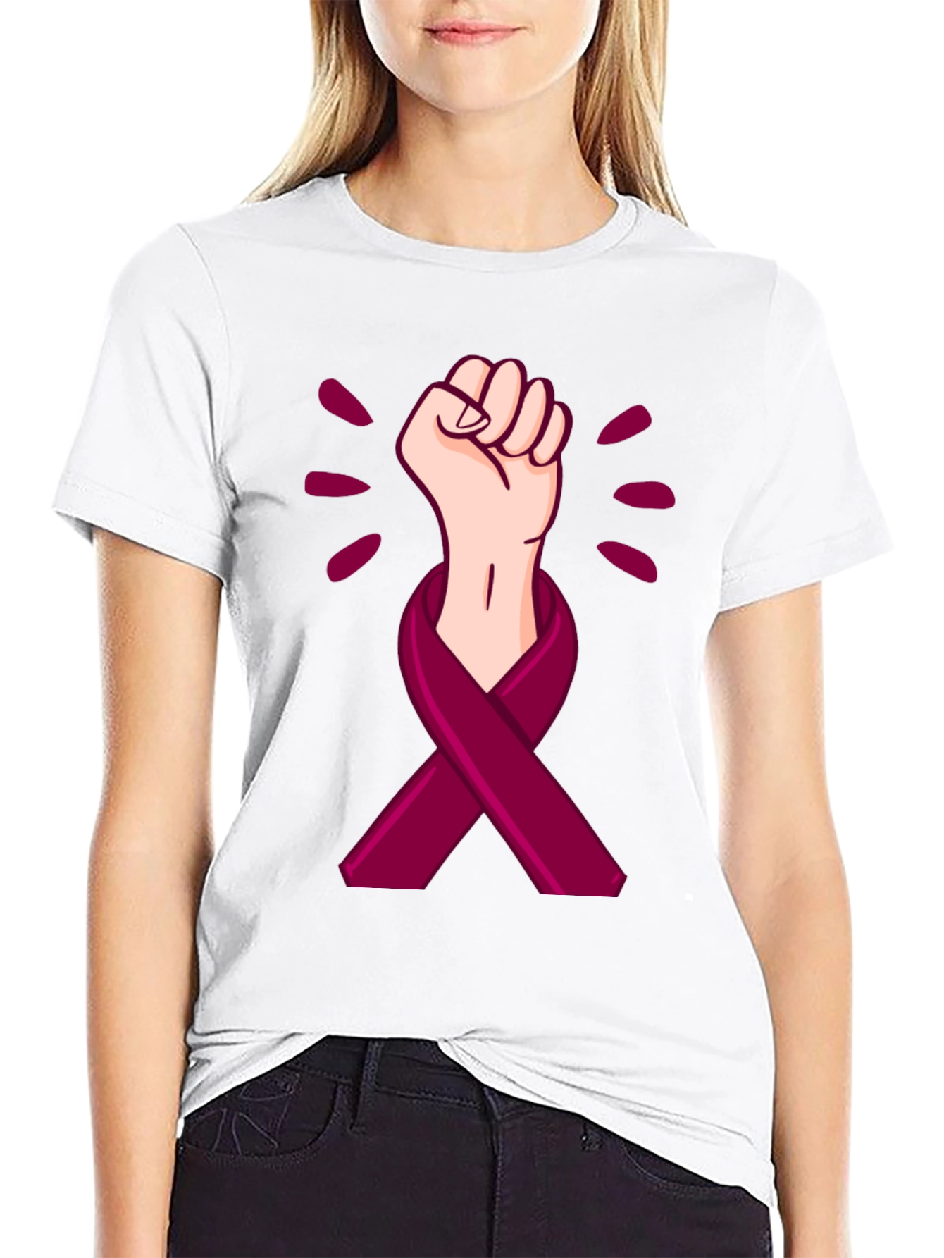 Empowered Ribbon Fist Graphic T-Shirt