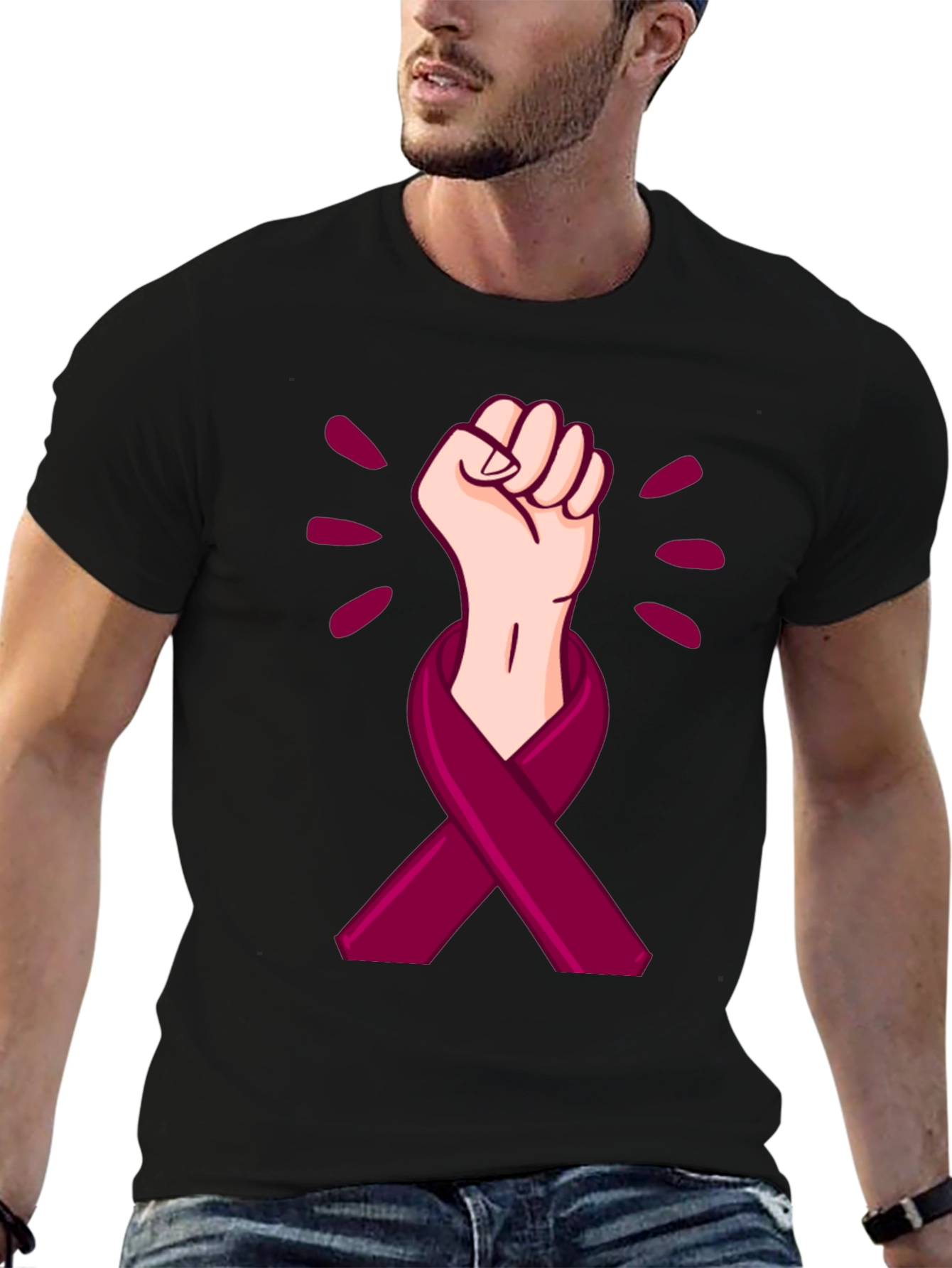 Empowered Ribbon Fist Graphic T-Shirt
