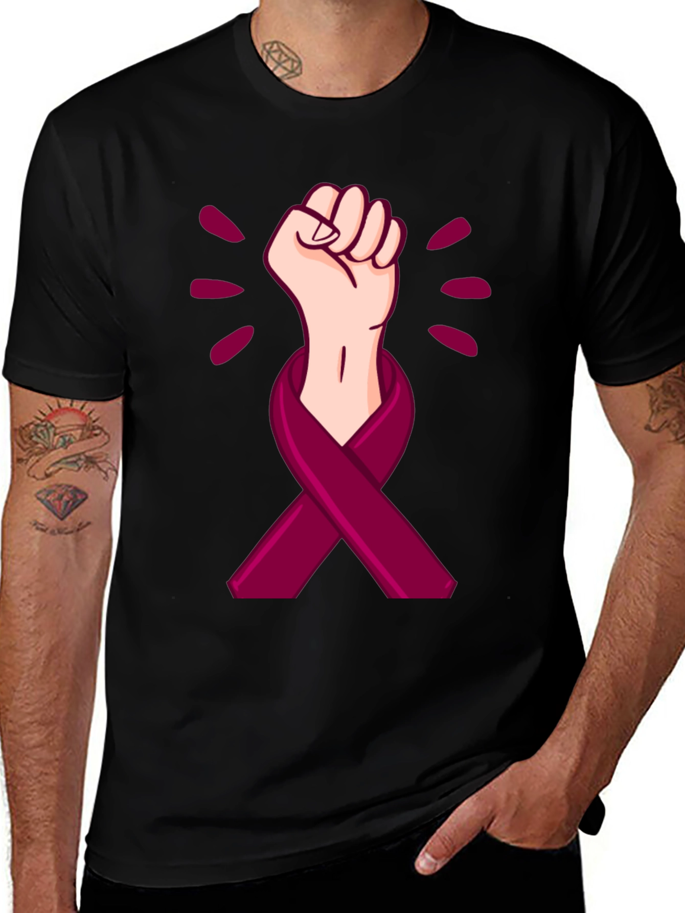 Empowered Ribbon Fist Graphic T-Shirt