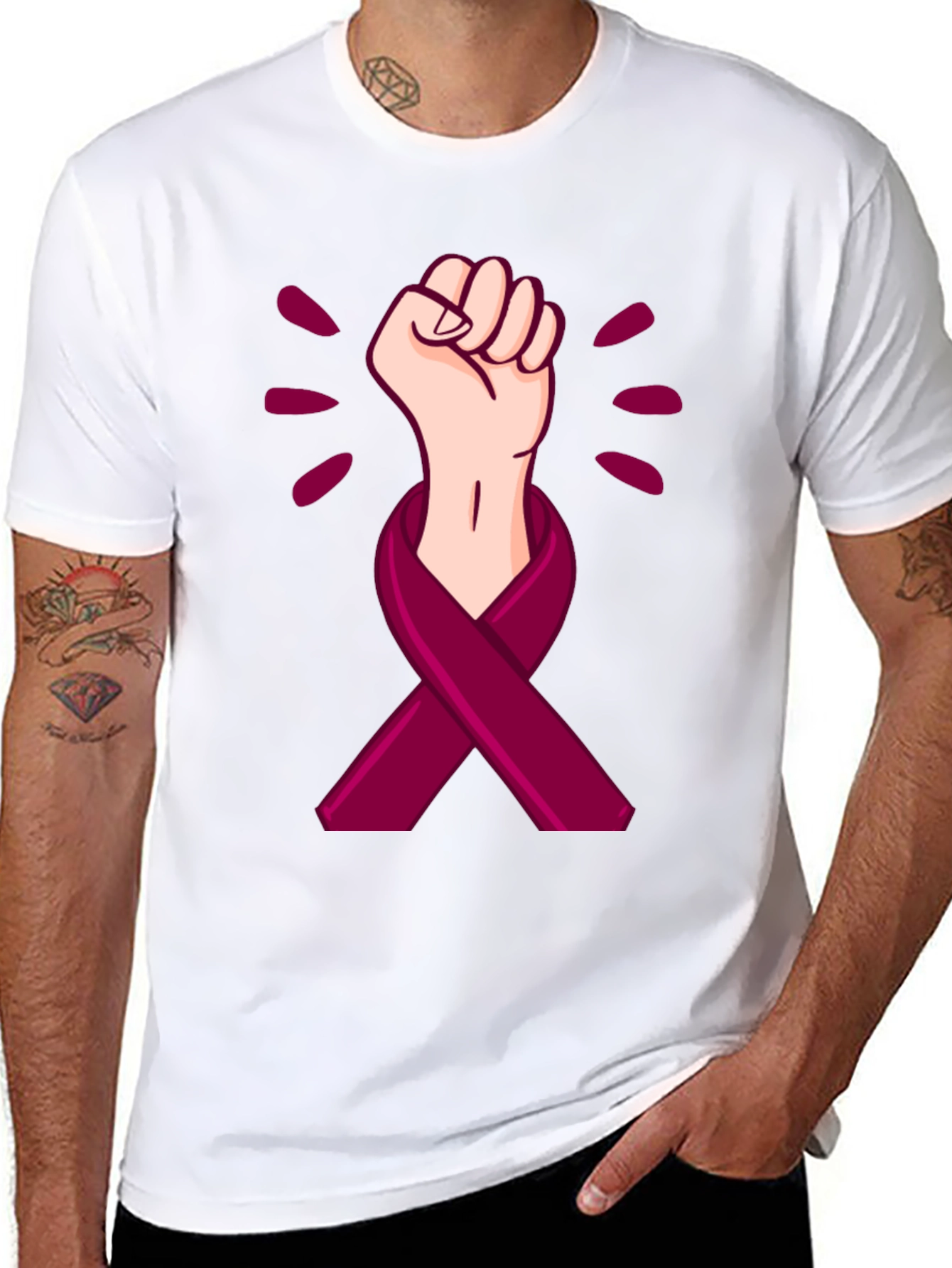 Empowered Ribbon Fist Graphic T-Shirt