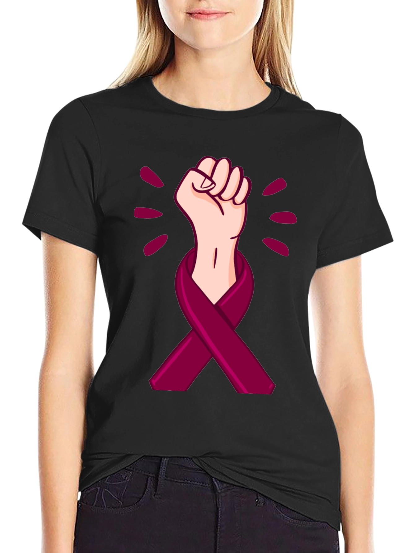 Empowered Ribbon Fist Graphic T-Shirt