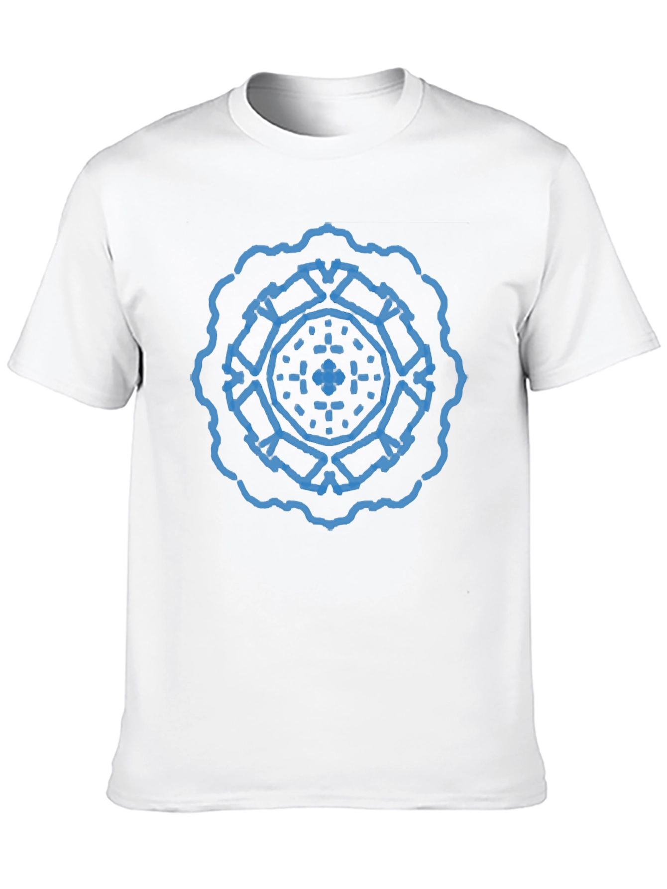 Geometric Blue Print Black T-Shirt