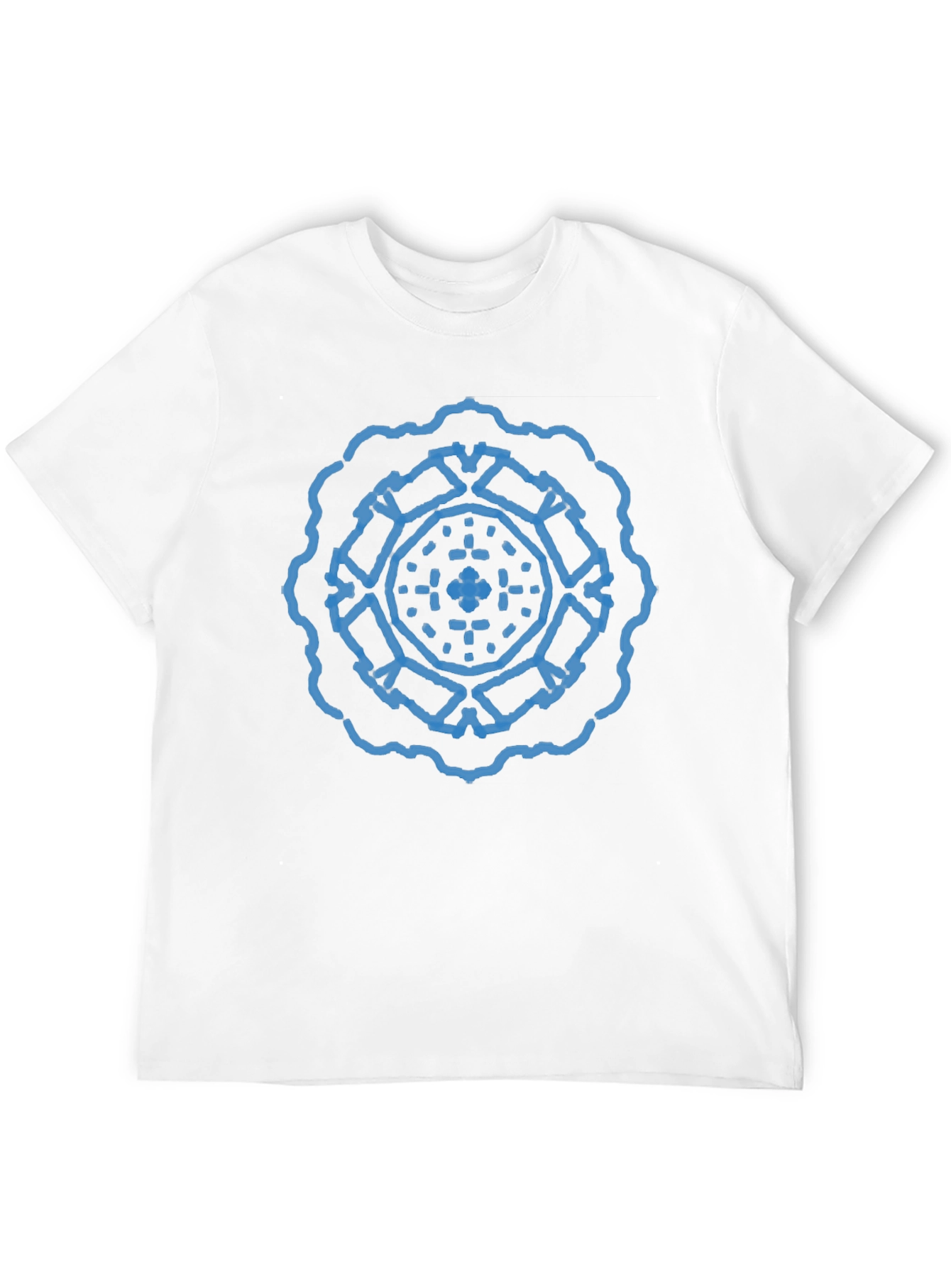 Geometric Blue Print Black T-Shirt