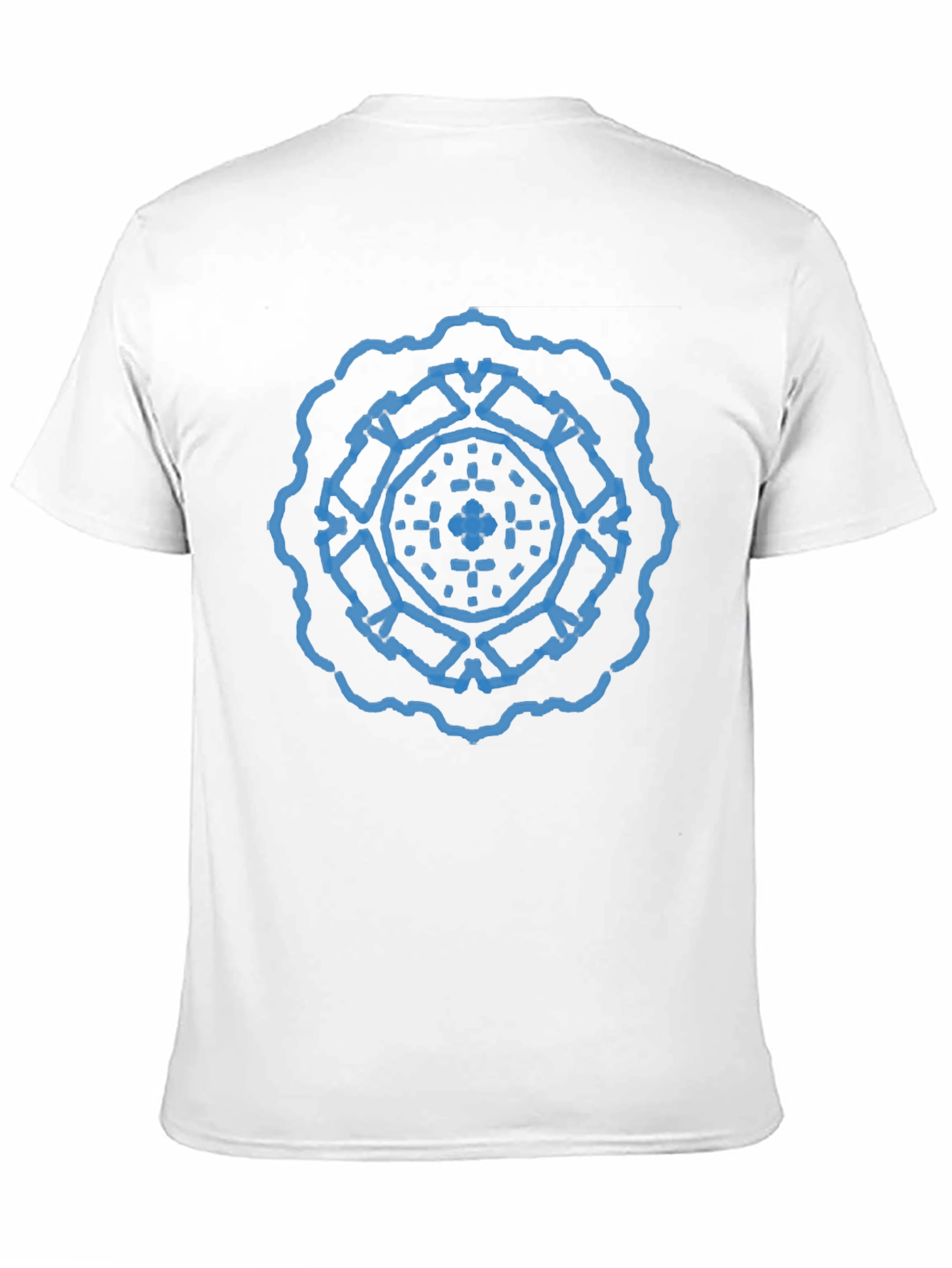 Geometric Blue Print Black T-Shirt