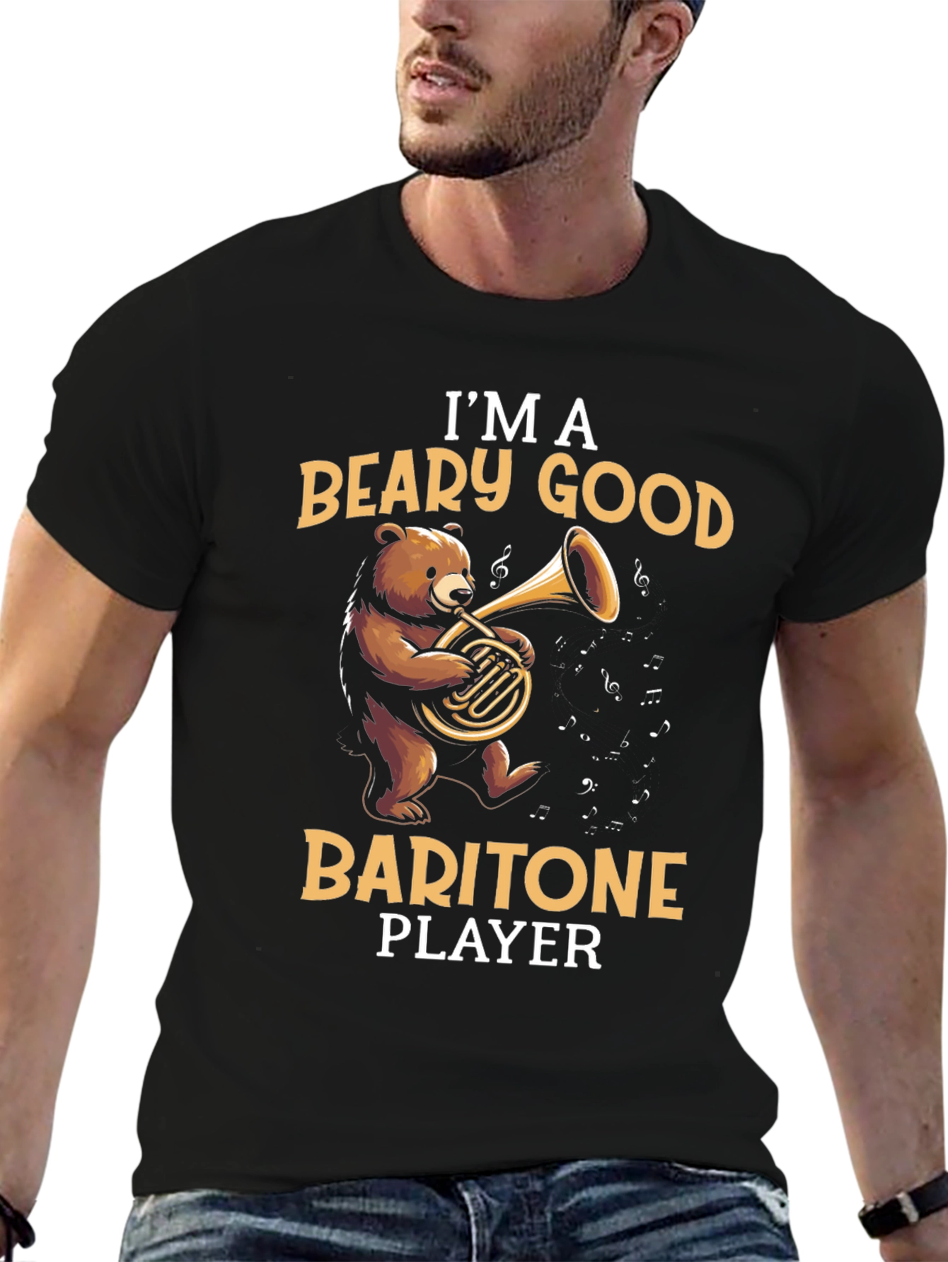 Beary Good Baritone Player Black T-Shirt