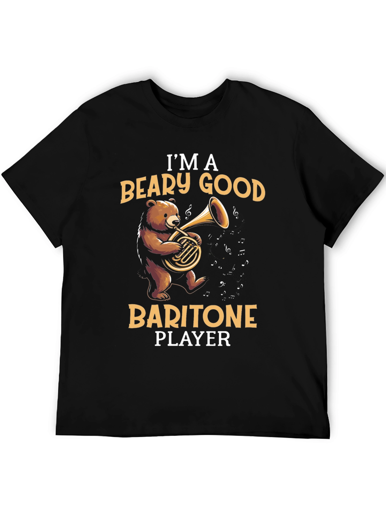 Beary Good Baritone Player Black T-Shirt
