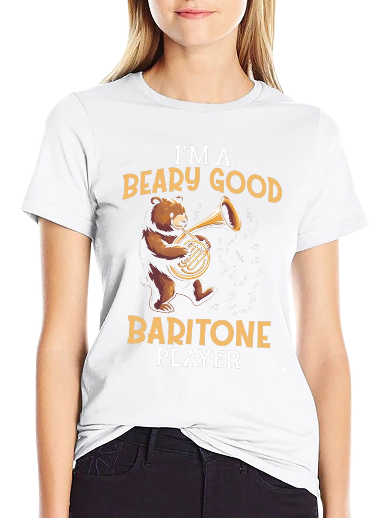 Beary Good Baritone Player Black T-Shirt