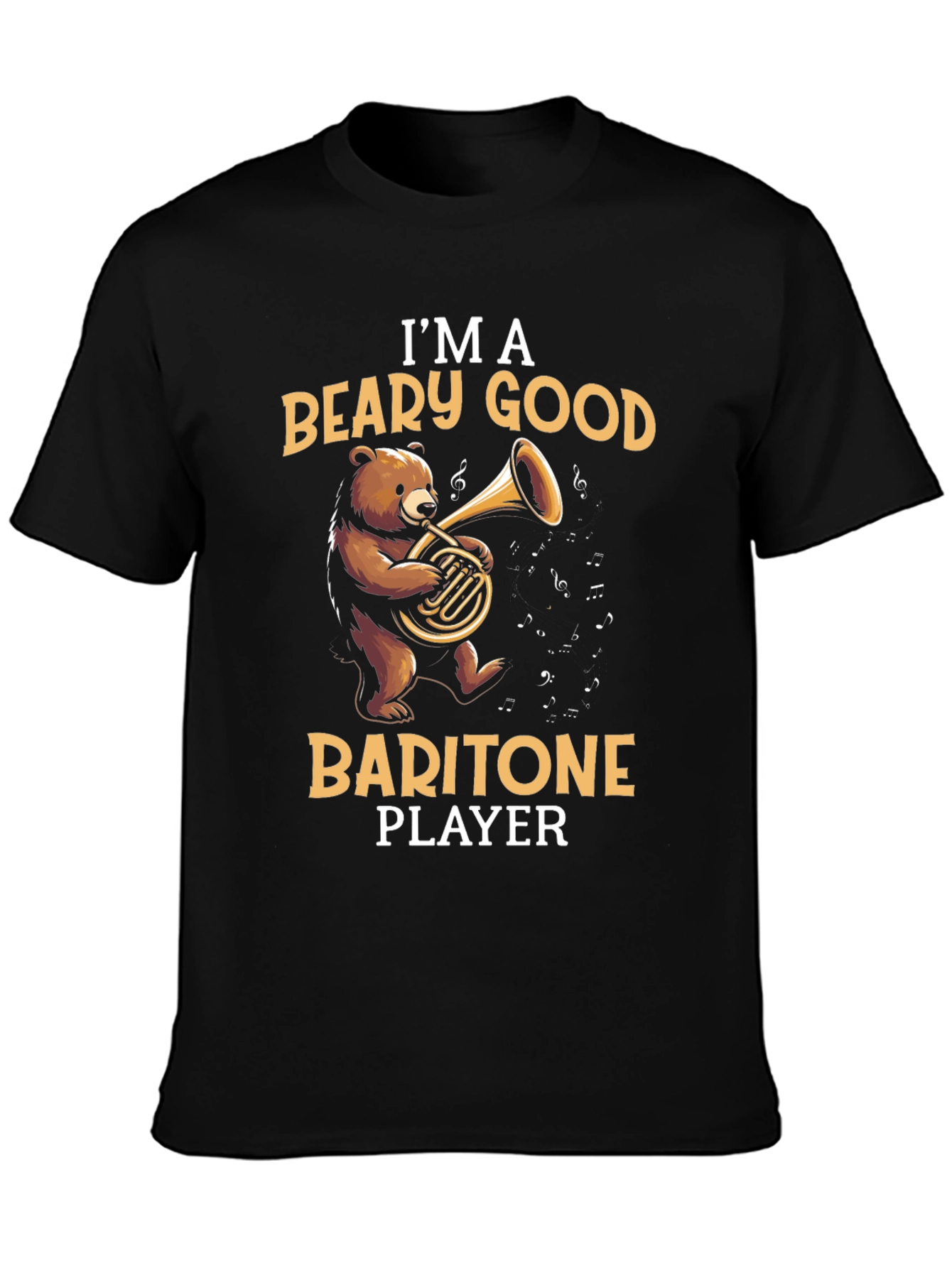 Beary Good Baritone Player Black T-Shirt