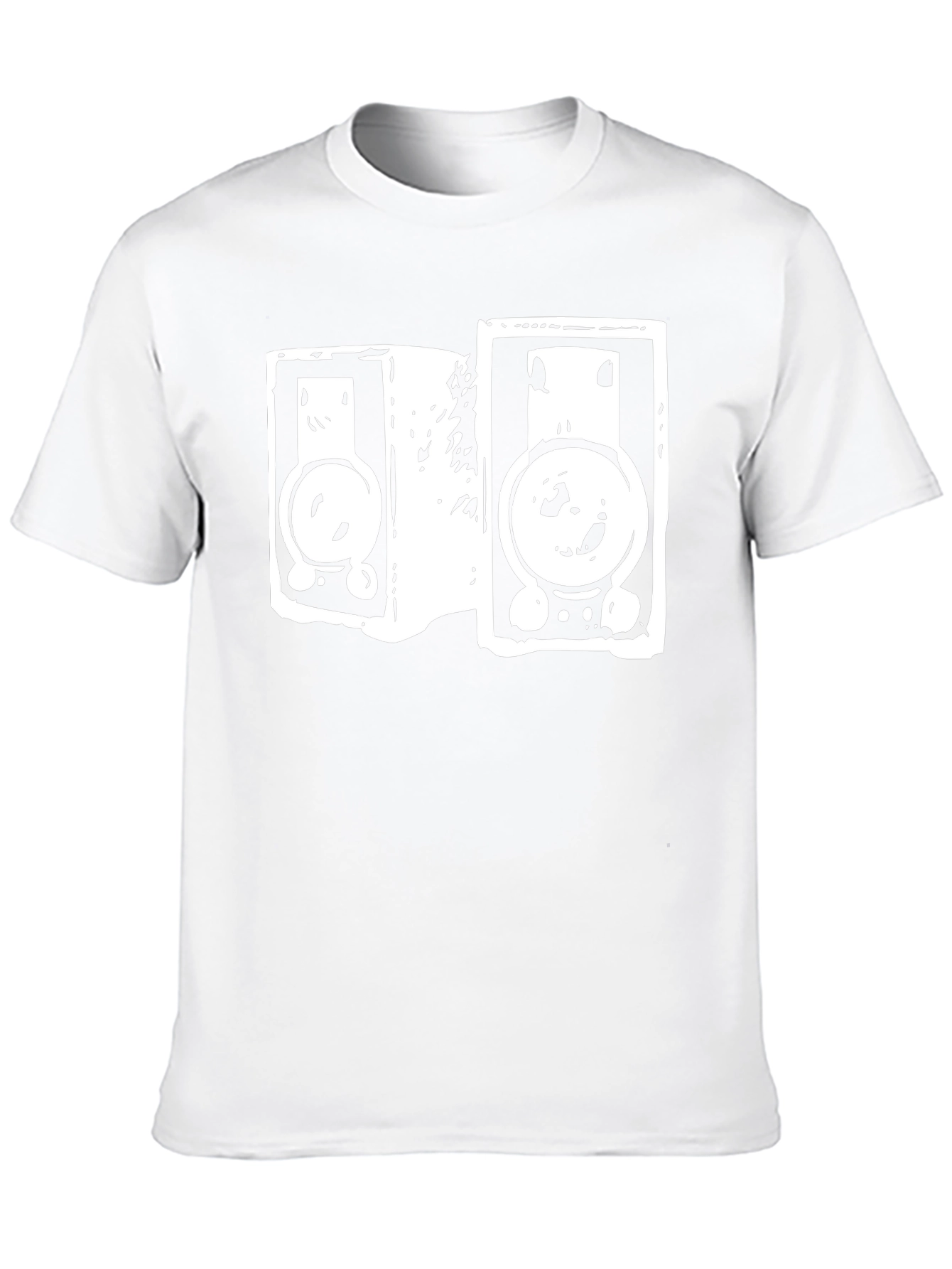 Retro Speaker Graphic Tee - Black Cotton T-Shirt