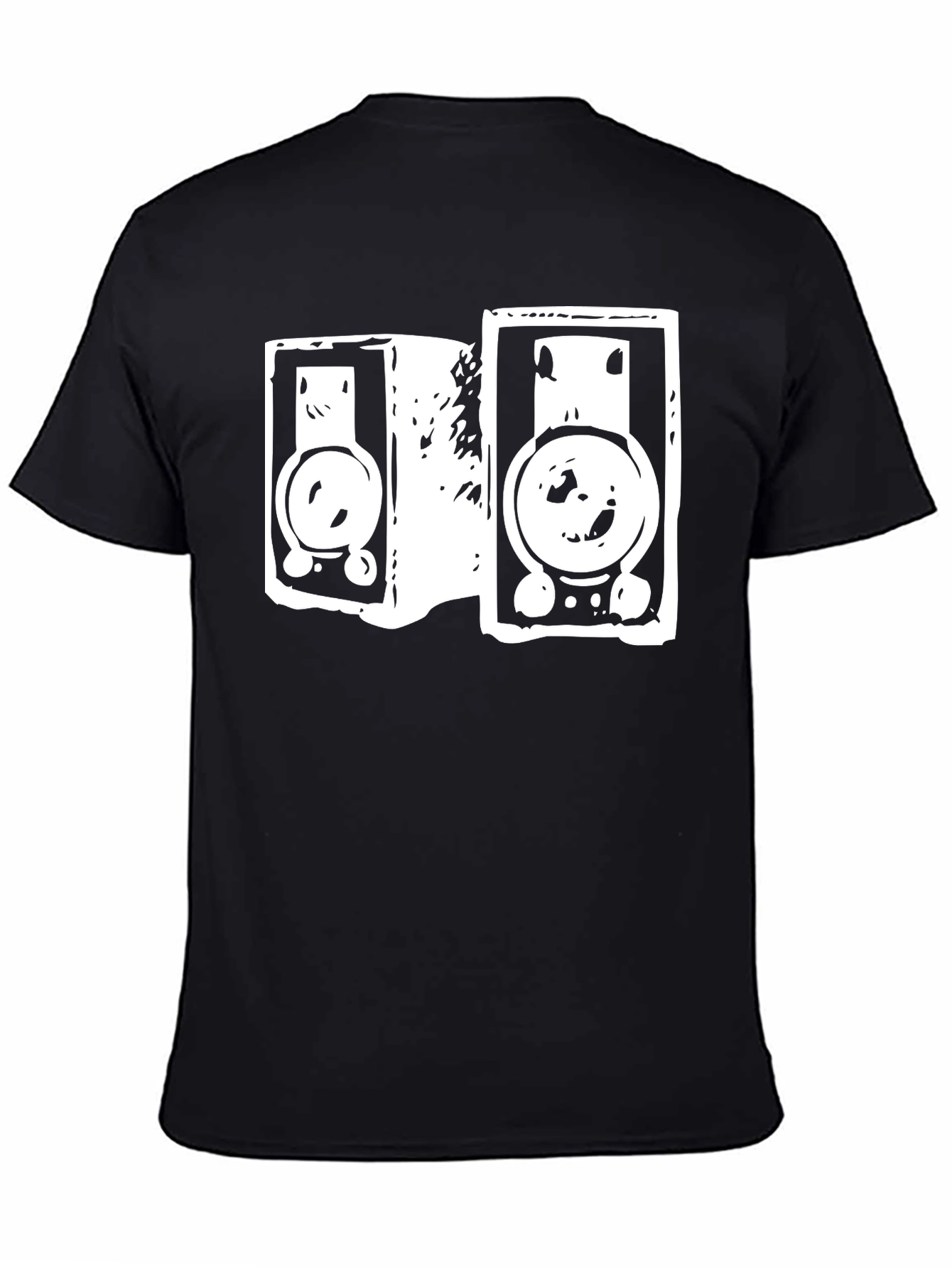 Retro Speaker Graphic Tee - Black Cotton T-Shirt