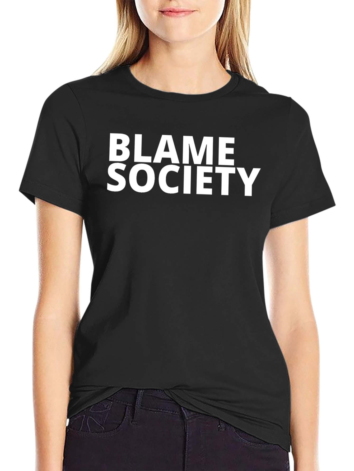 Blame Society Black Graphic Tee - Bold Statement Style